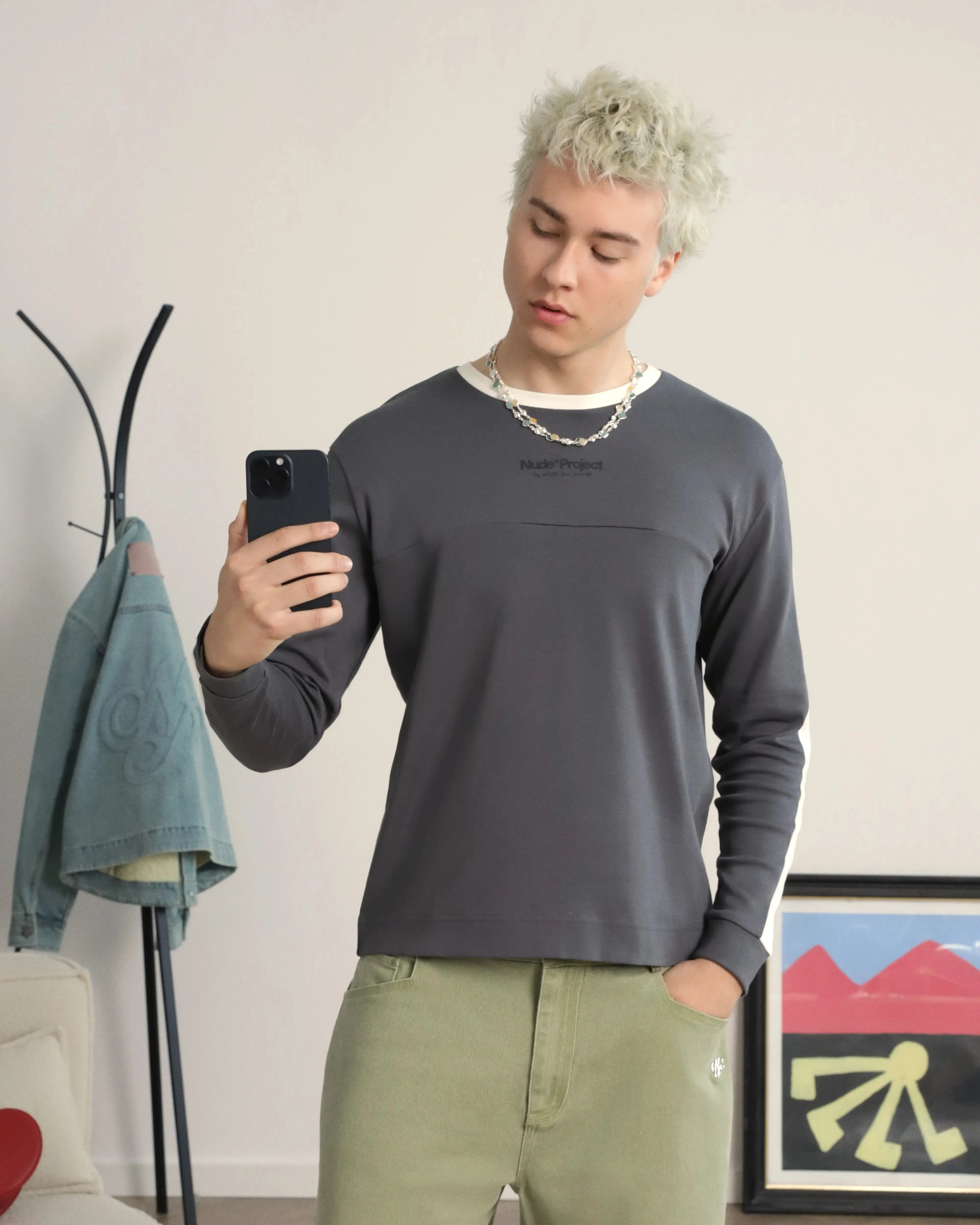 Vintage Sports Long-Sleeve Grey Trendy Vibes NeutralTonesCollection