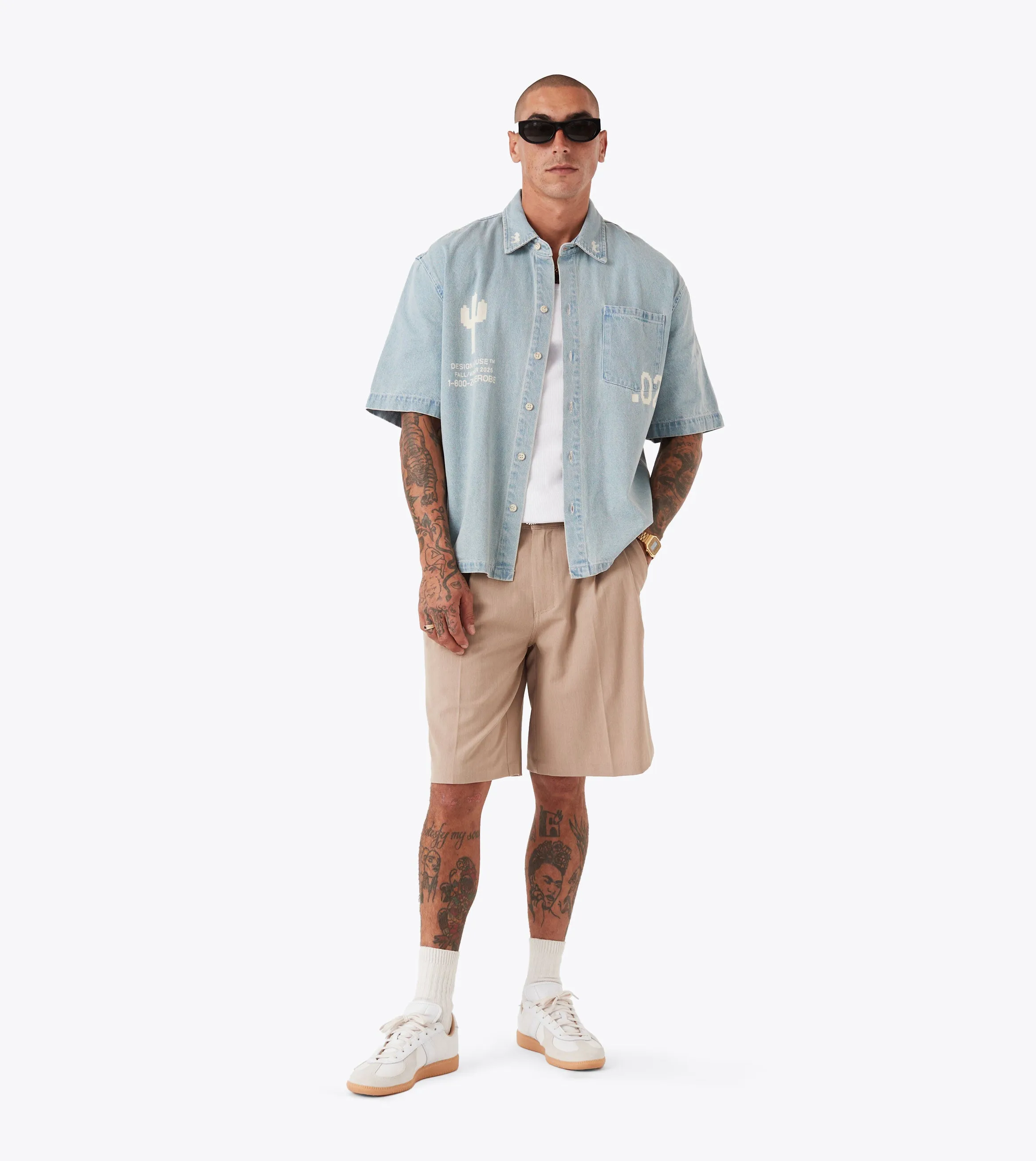 AntimicrobialCoating Timeless Cardigan Design House Denim SS Shirt LT Blue