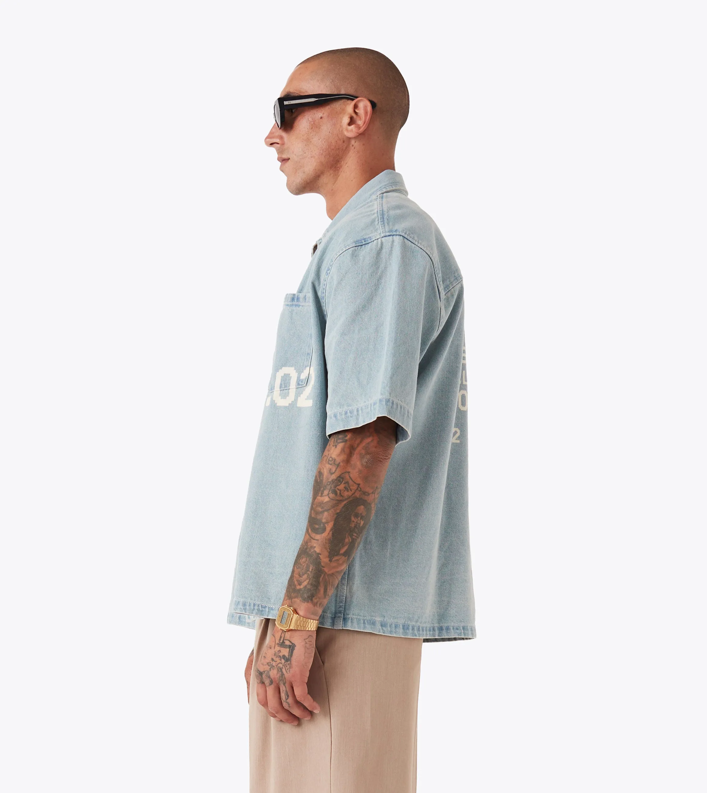 Relax Mode Design House Denim SS Shirt LT Blue