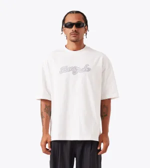 Wide Neck Opening Throne Flow Tee Vintage White