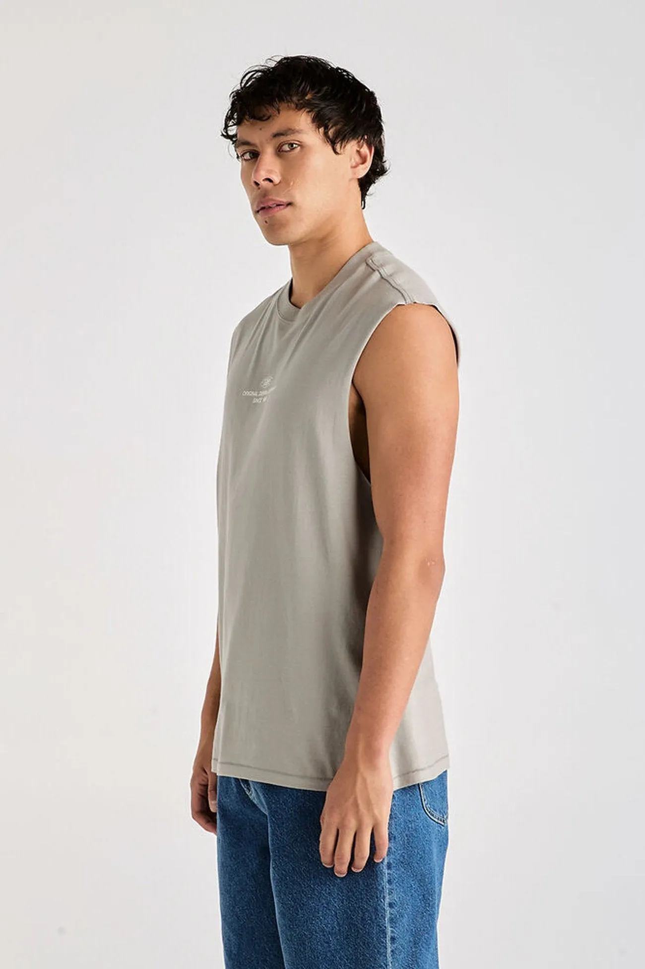 Denim Co Muscle Tee Stone Steel Stretch Ease FourWay Stretch