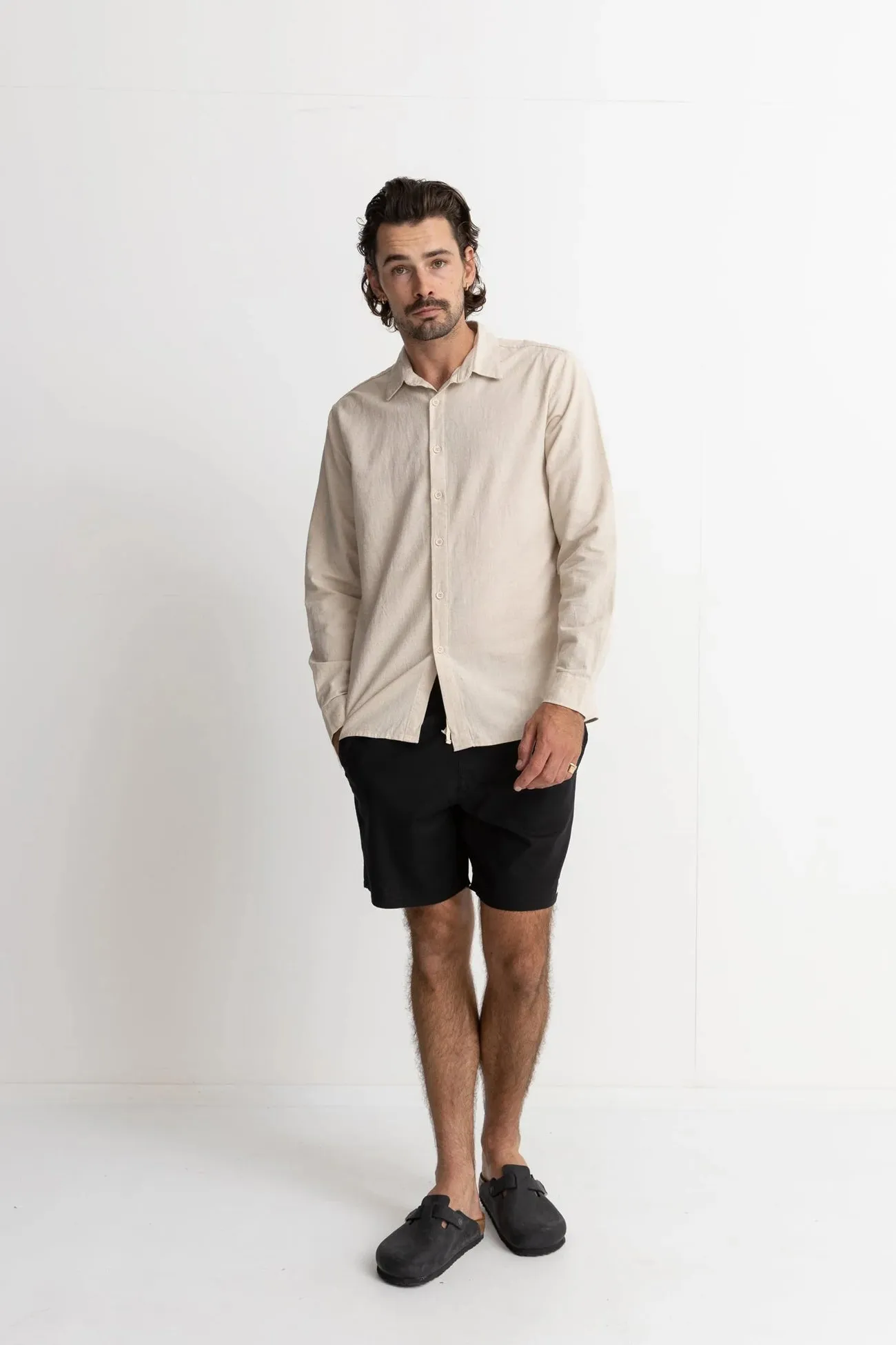Casual Must-Have Classic Linen Long Sleeve Shirt Sand