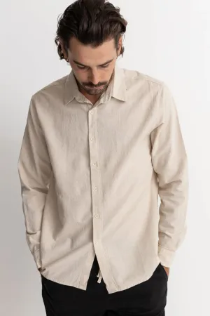 Classic Linen Long Sleeve Shirt Sand Soft Feel Retro