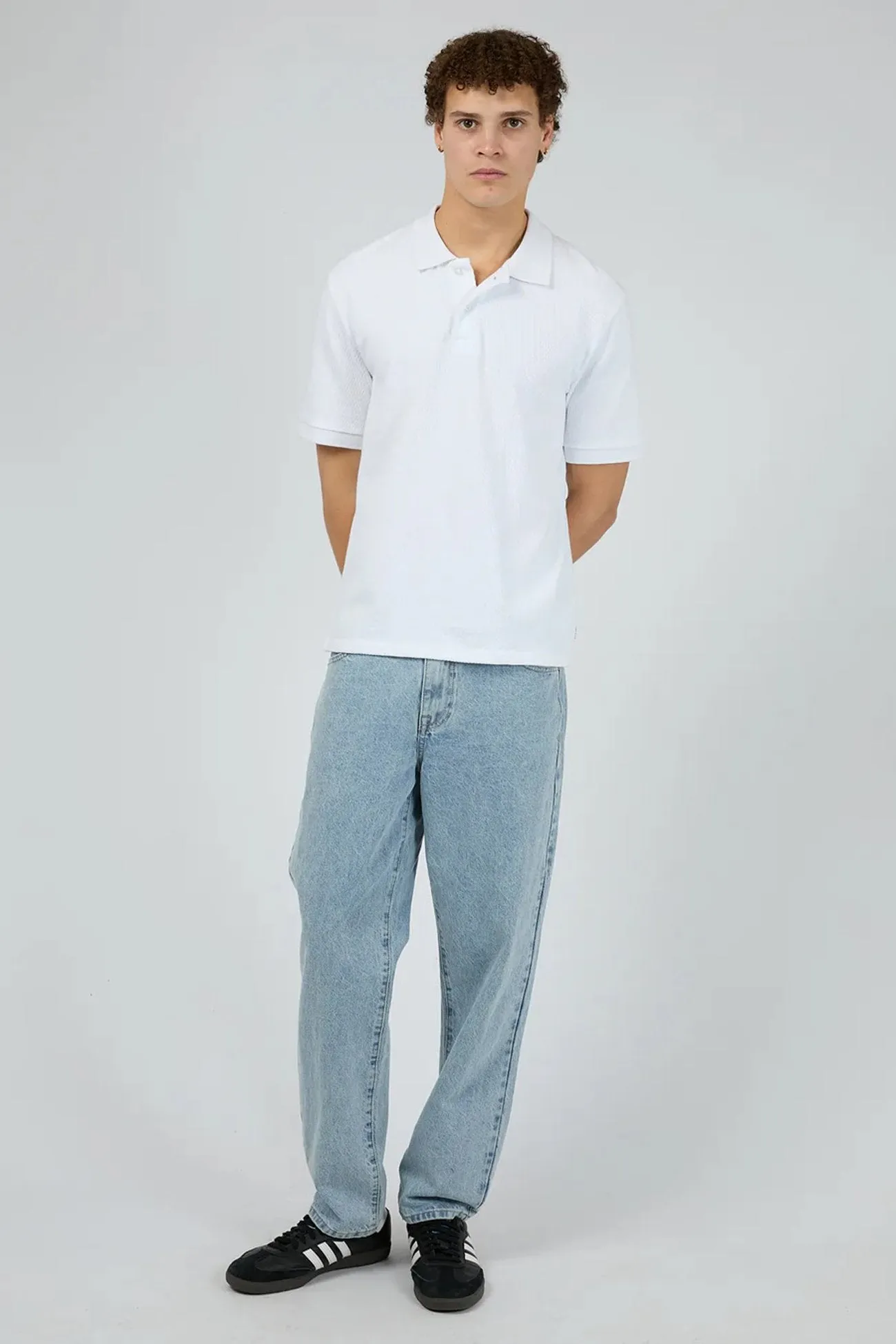 Office Wear Summer Fashion Waffle Polo White