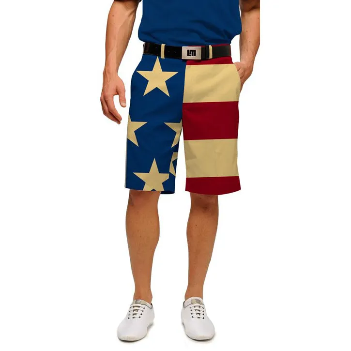 Loudmouth Golf: Men's StretchTech Shorts - Old Glory Jogging Ready Reinforced Gusset