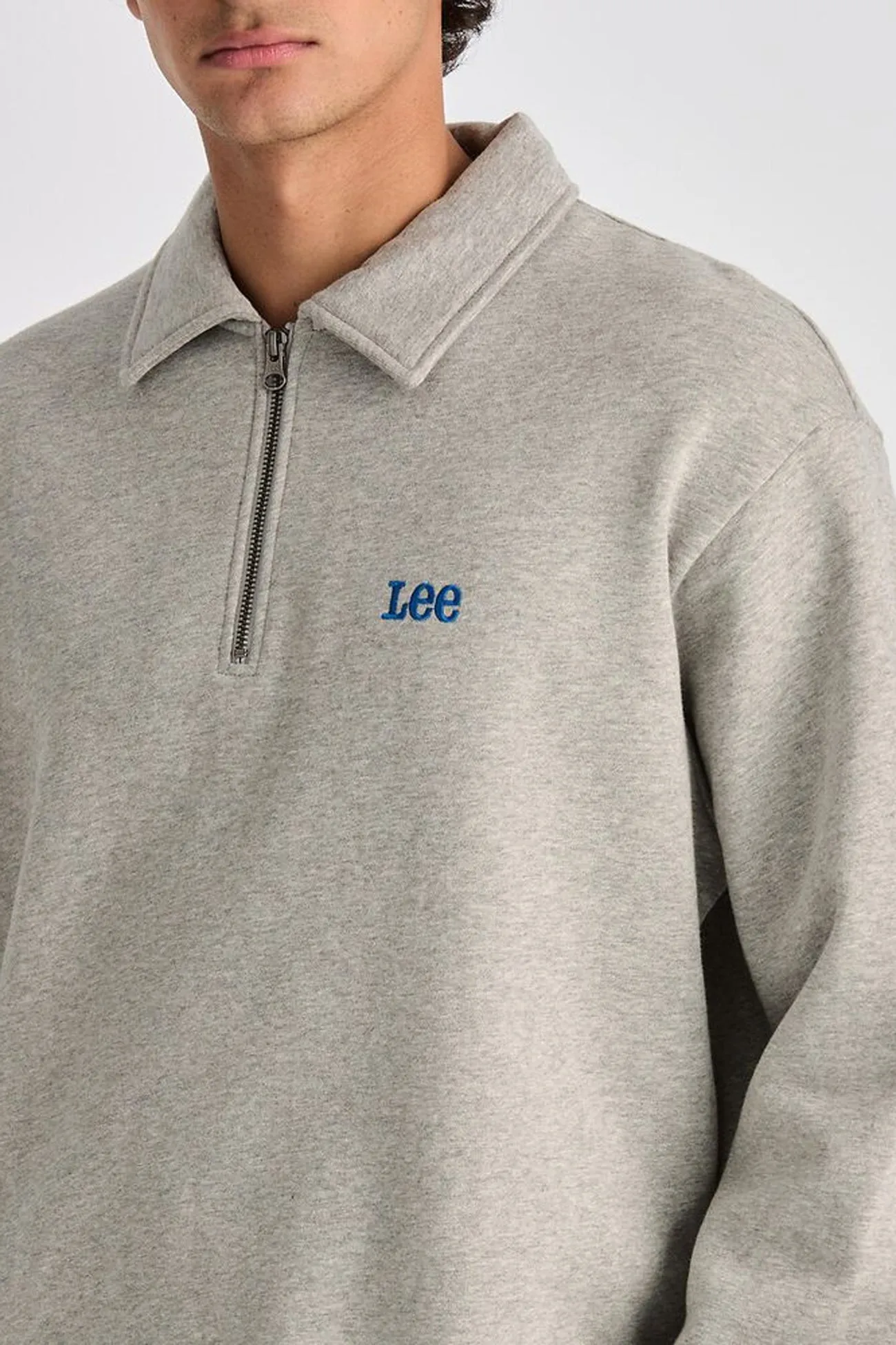 Collar Fleece Sweat Grey Marle Train Ease Calm Wave