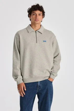 Collar Fleece Sweat Grey Marle Mesh Glow