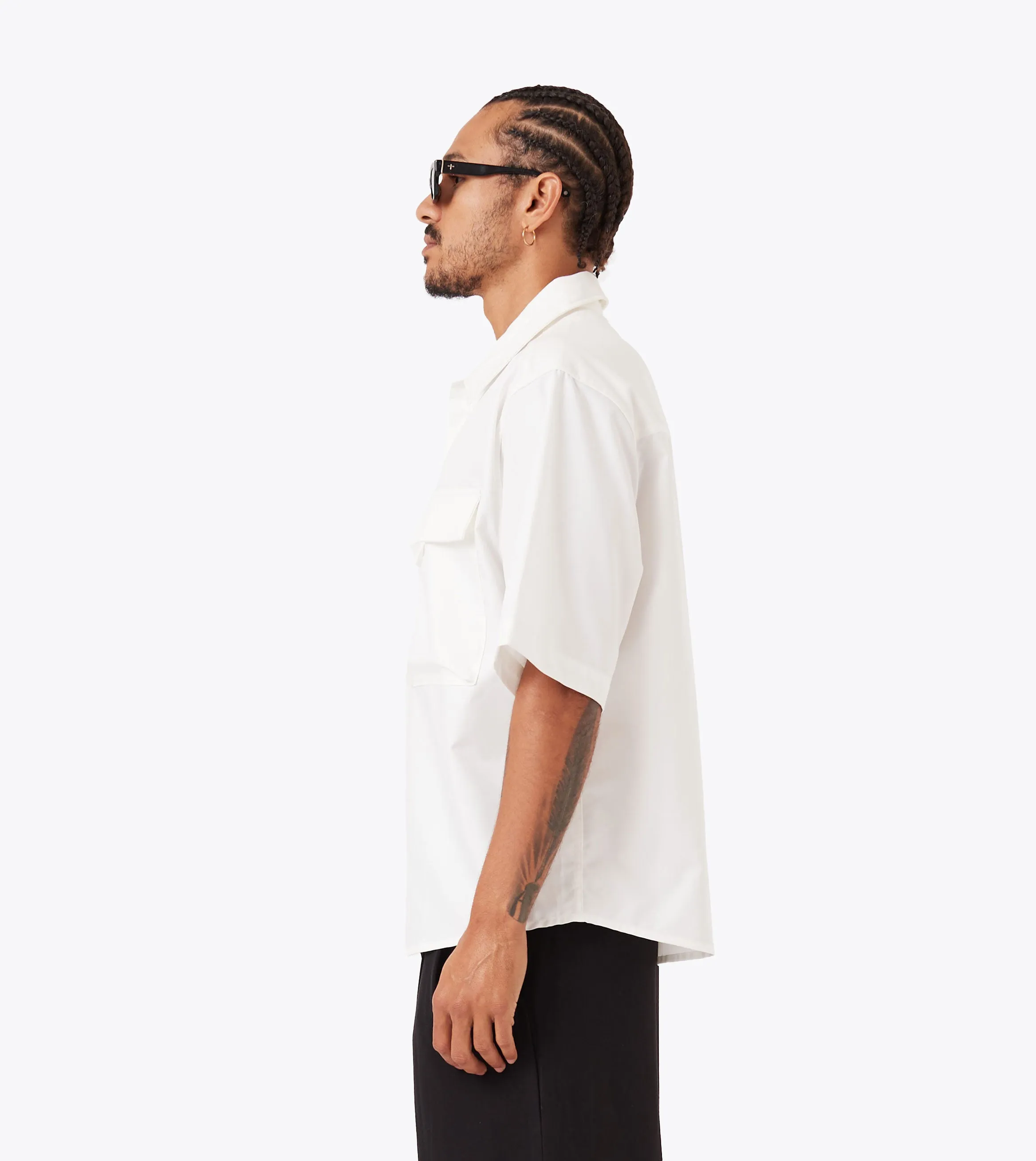 british retro Smile Glow Utility Shirt Vintage White