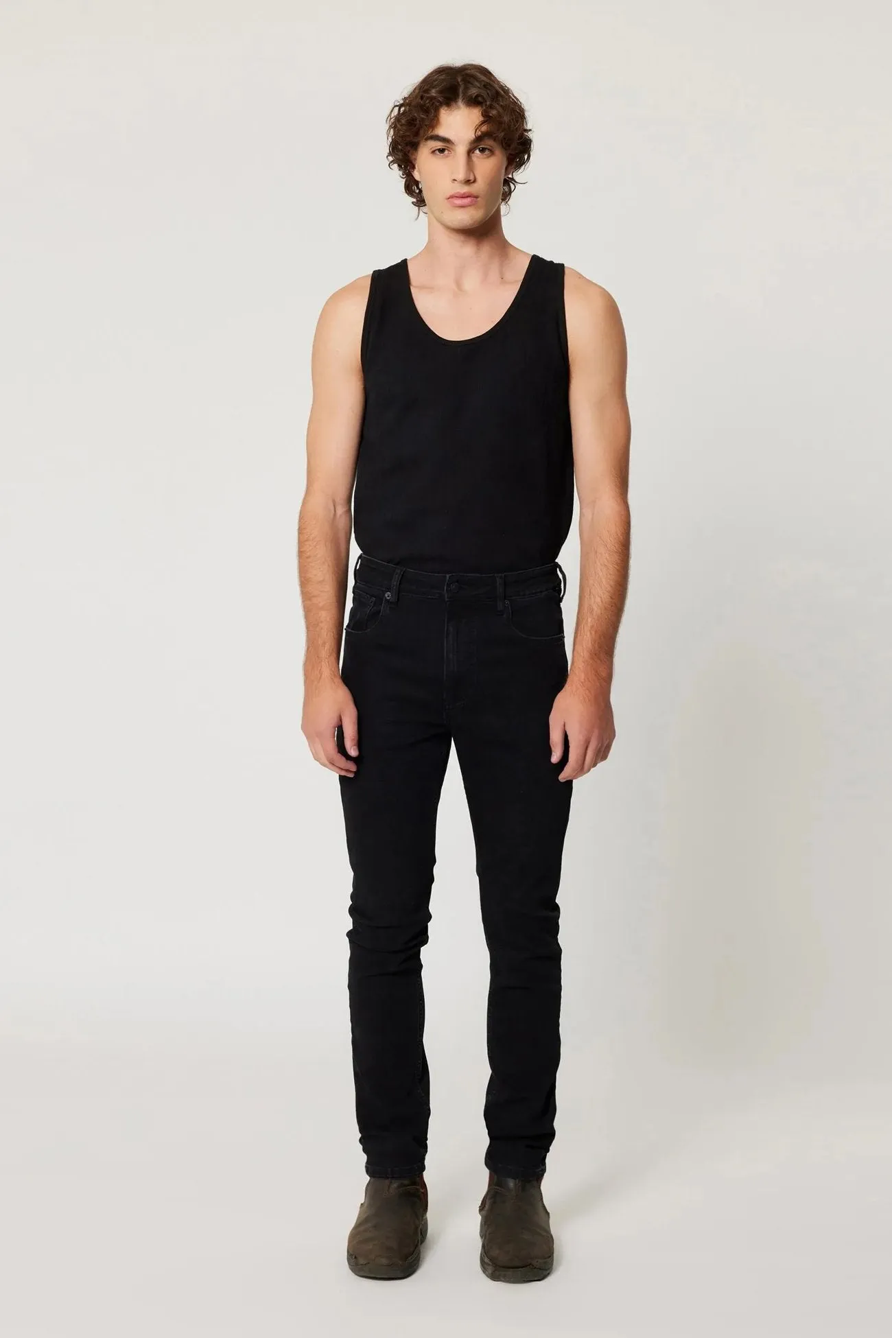 Relaxed Thigh Cut Tim Slim Jean Black Ice