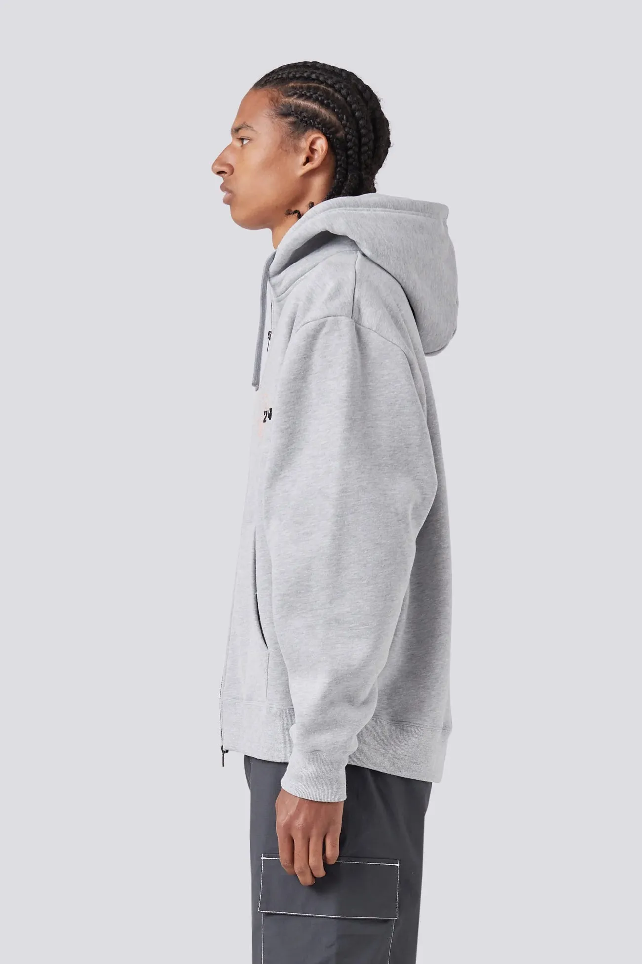 2014 Zip Hood Grey Melange Mind Ease MultiPocket System