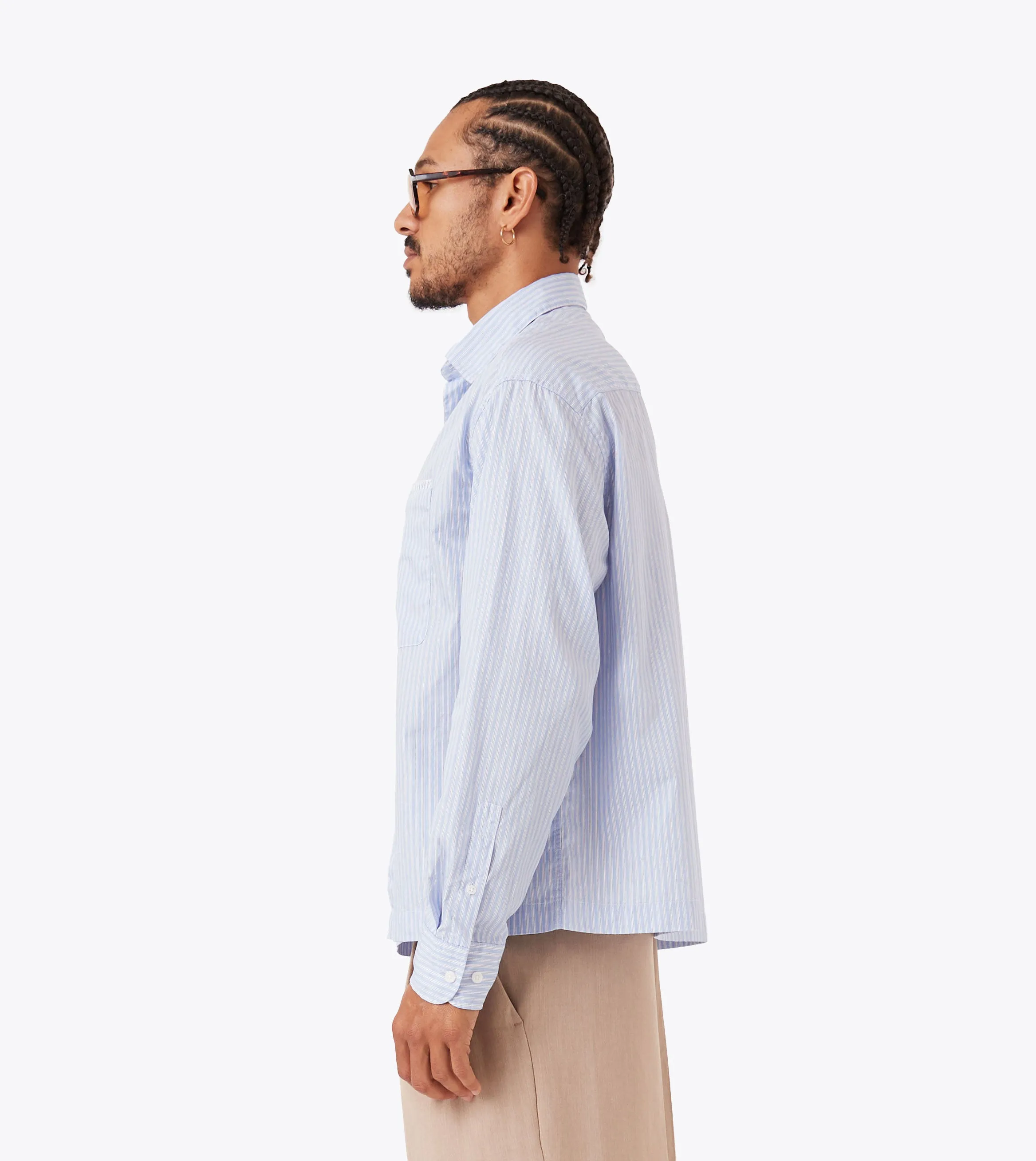 Box Crop LS Shirt Blue Stripe NonChafe Tight Net