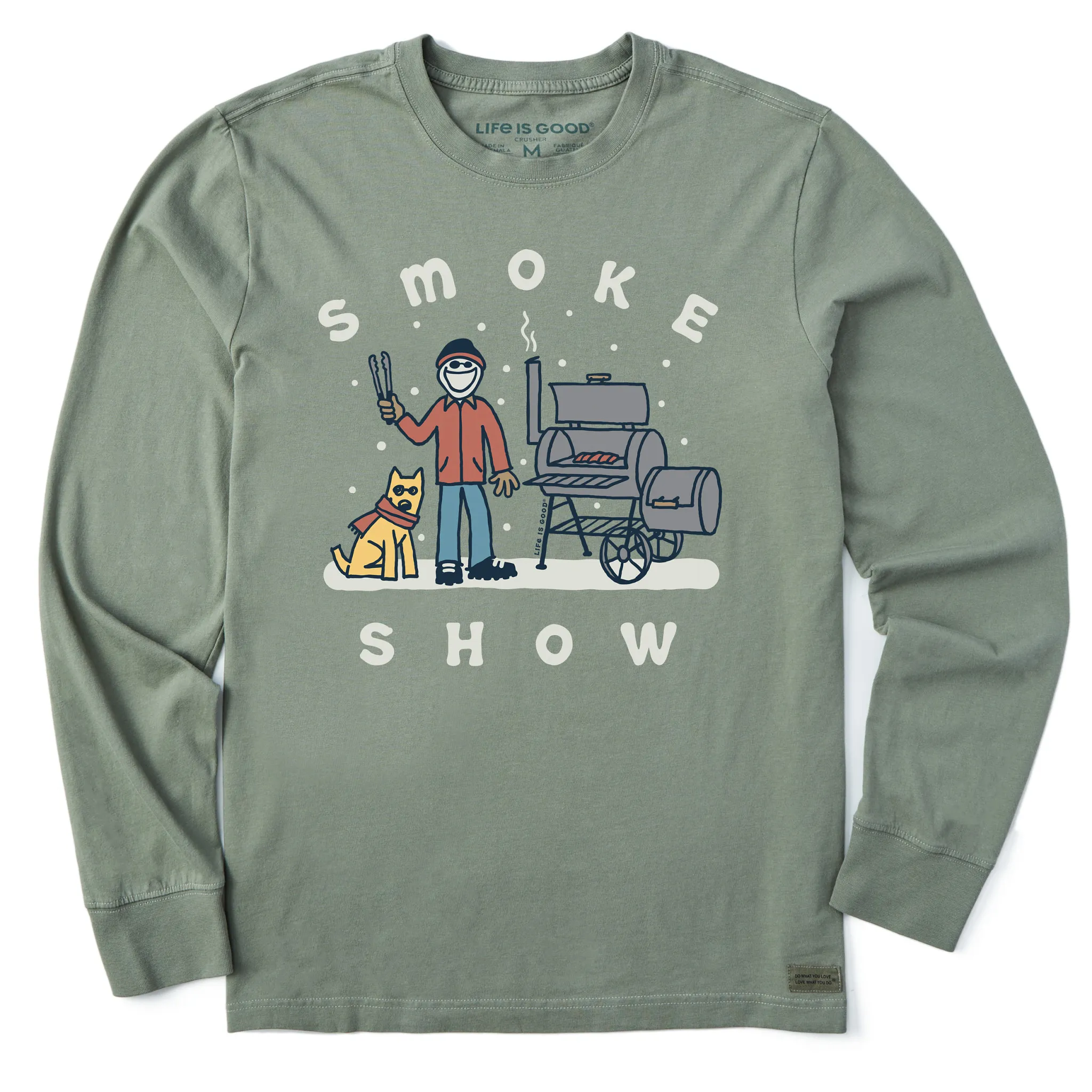 Microfiber texture Outdoor Essentials Men's Snowy Smoke Show Jake & Rocket Long Sleeve Crusher Tee