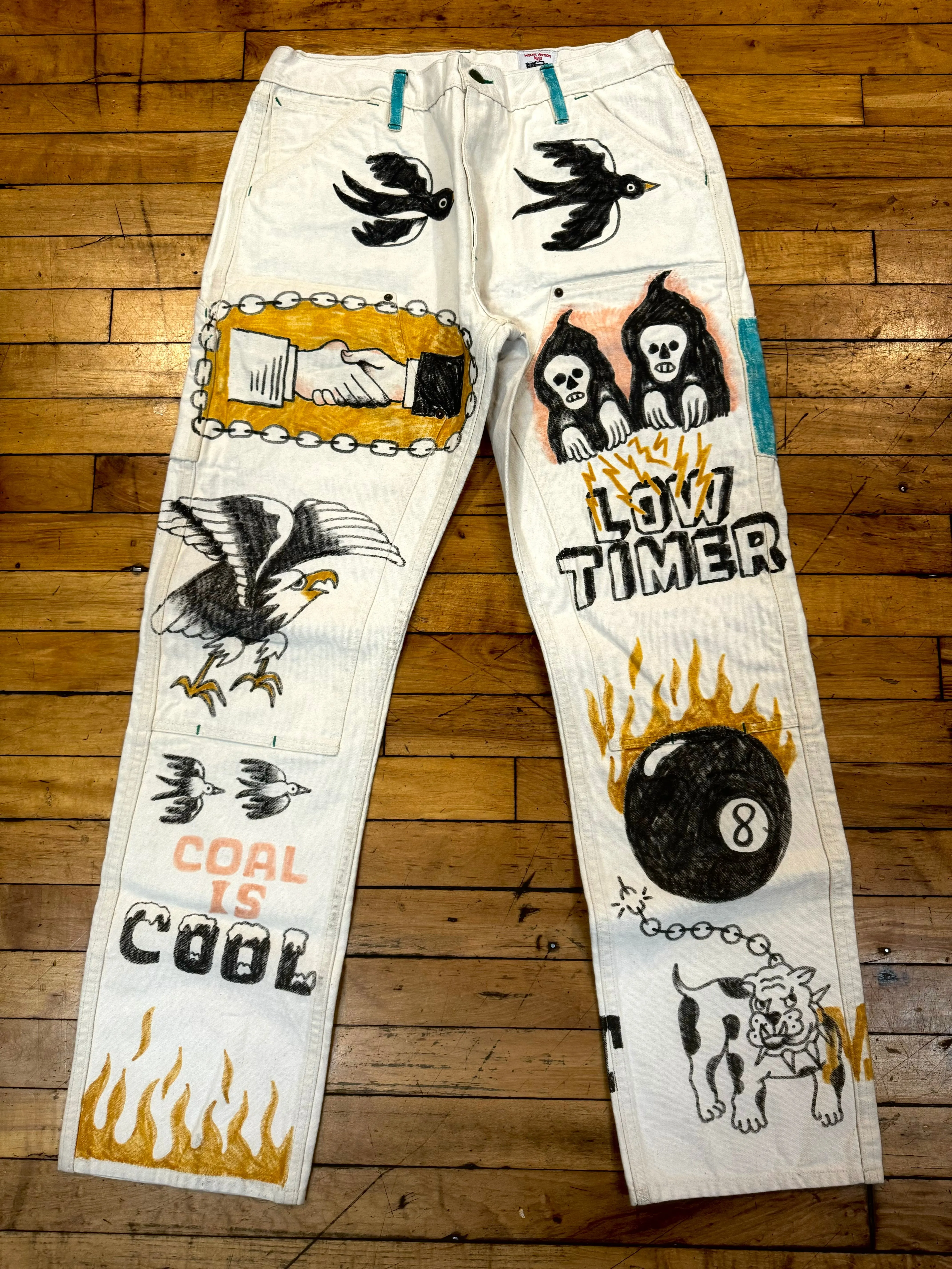 Low Bulk Material WE DIG COAL - Natural Mt Vernon Duck Double Knee Work Uniform  Chino Size 36" running a 34"