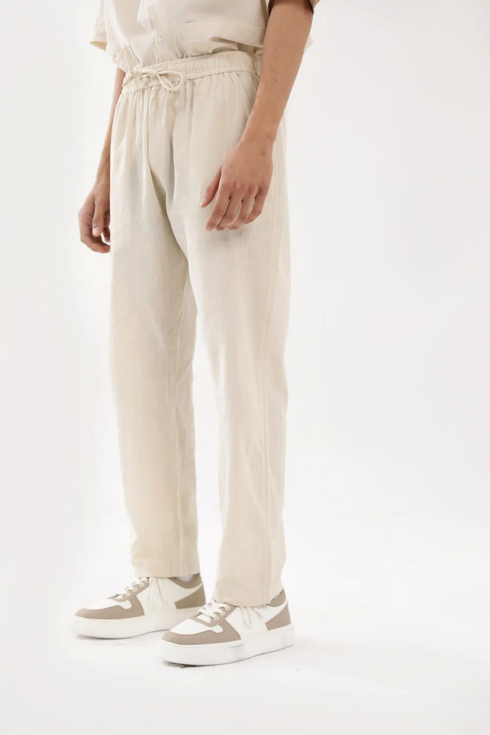 BAGGY FIT LINEN EASY PANTS Casual Edge