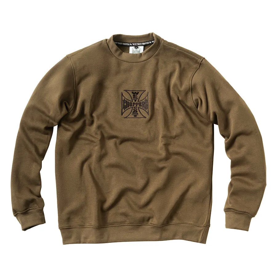 material trend Street Minimal West Coast Choppers Parts Crewneck - Olive Green