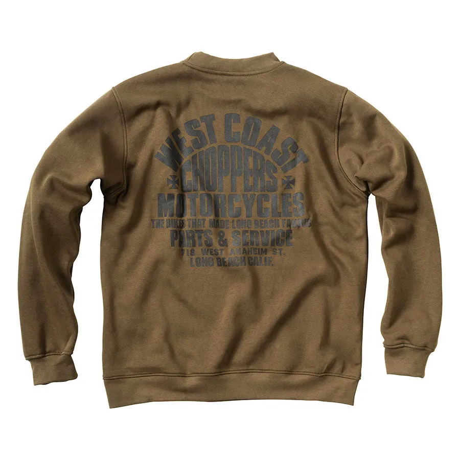 product twill durability product neutral versatility West Coast Choppers Parts Crewneck - Olive Green