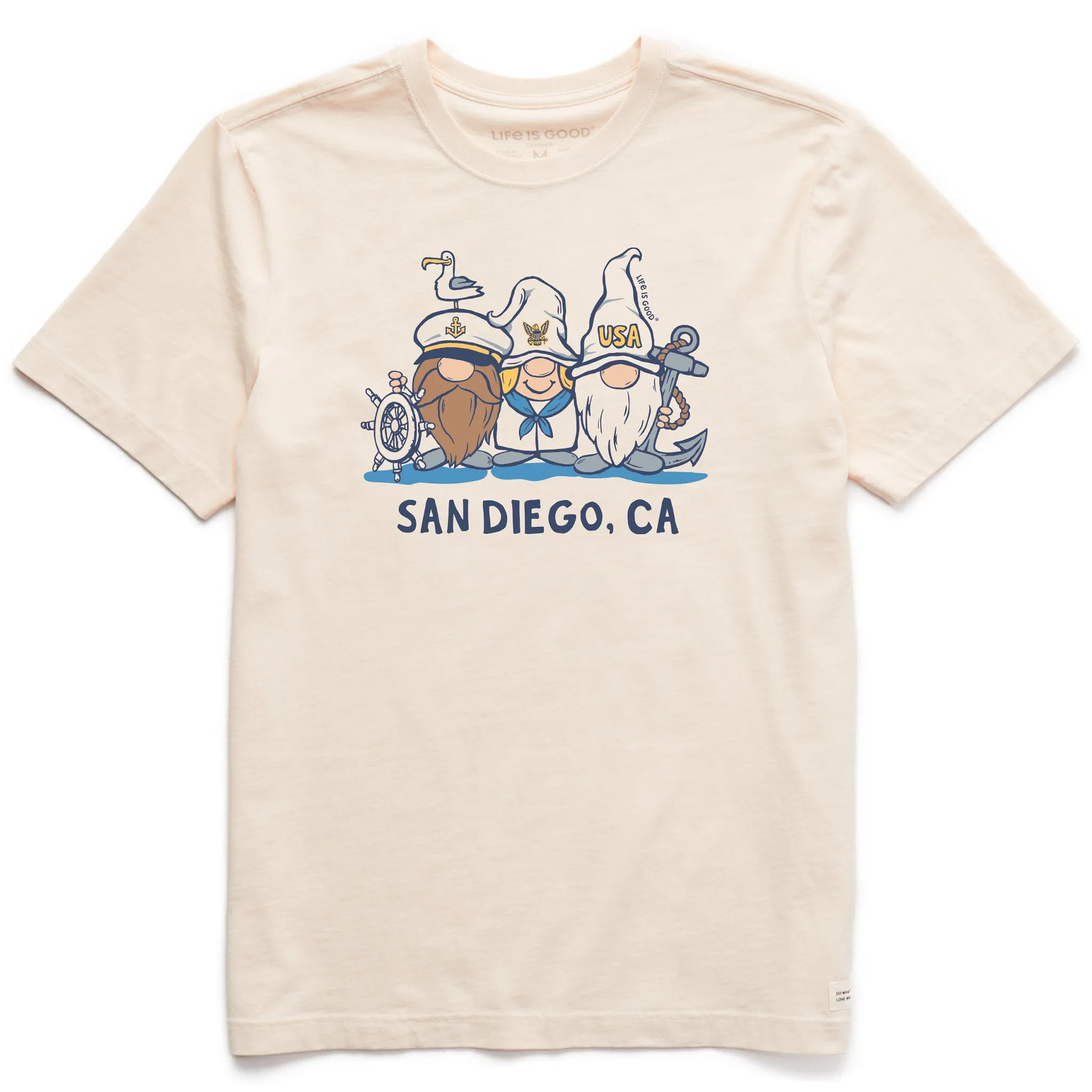 Men's San Diego Sailor Gnomes Short Sleeve Crusher Tee Casual Essential Wear Leisure Casual