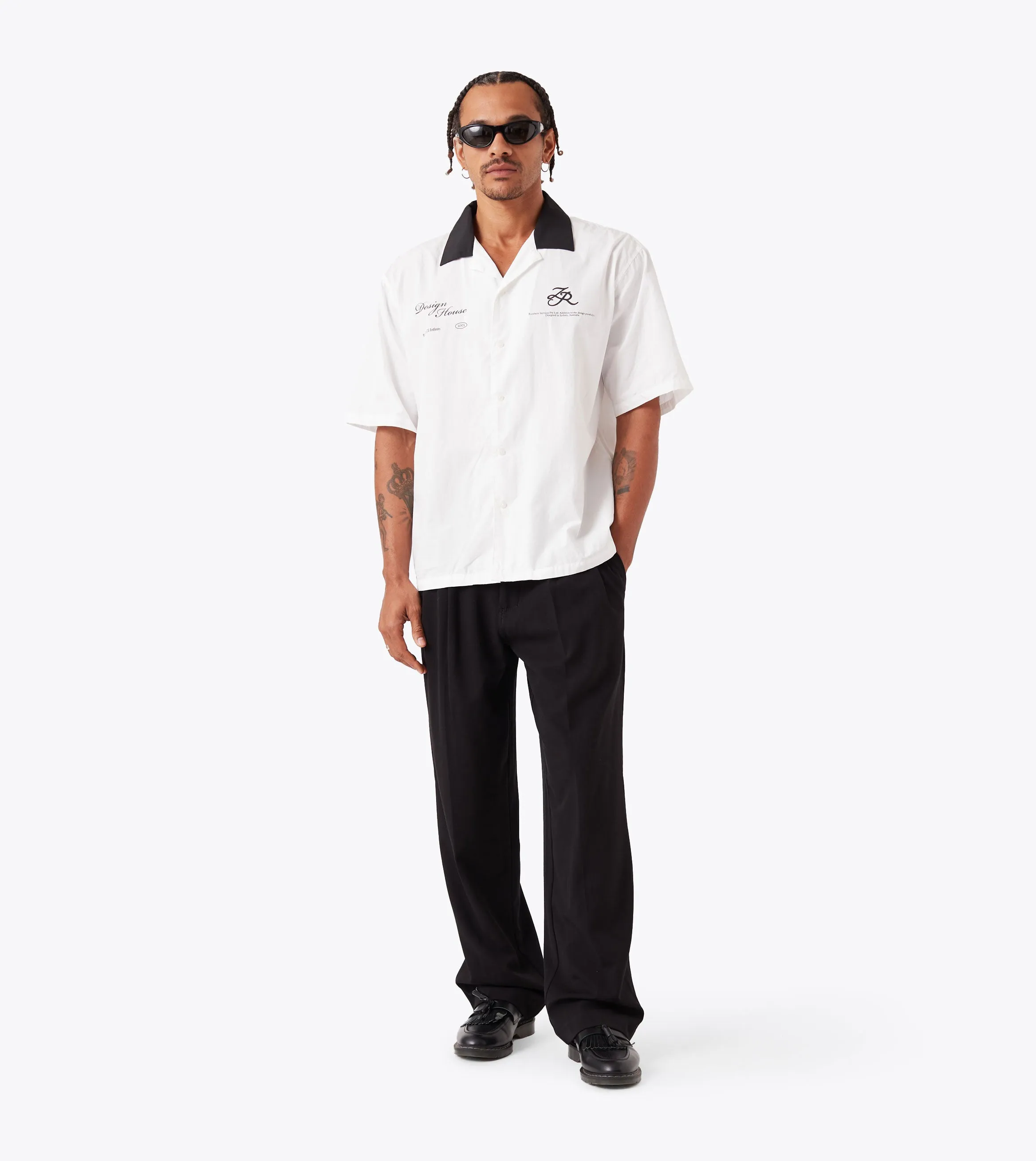 Design House SS Shirt White/Black OekoTexCertified
