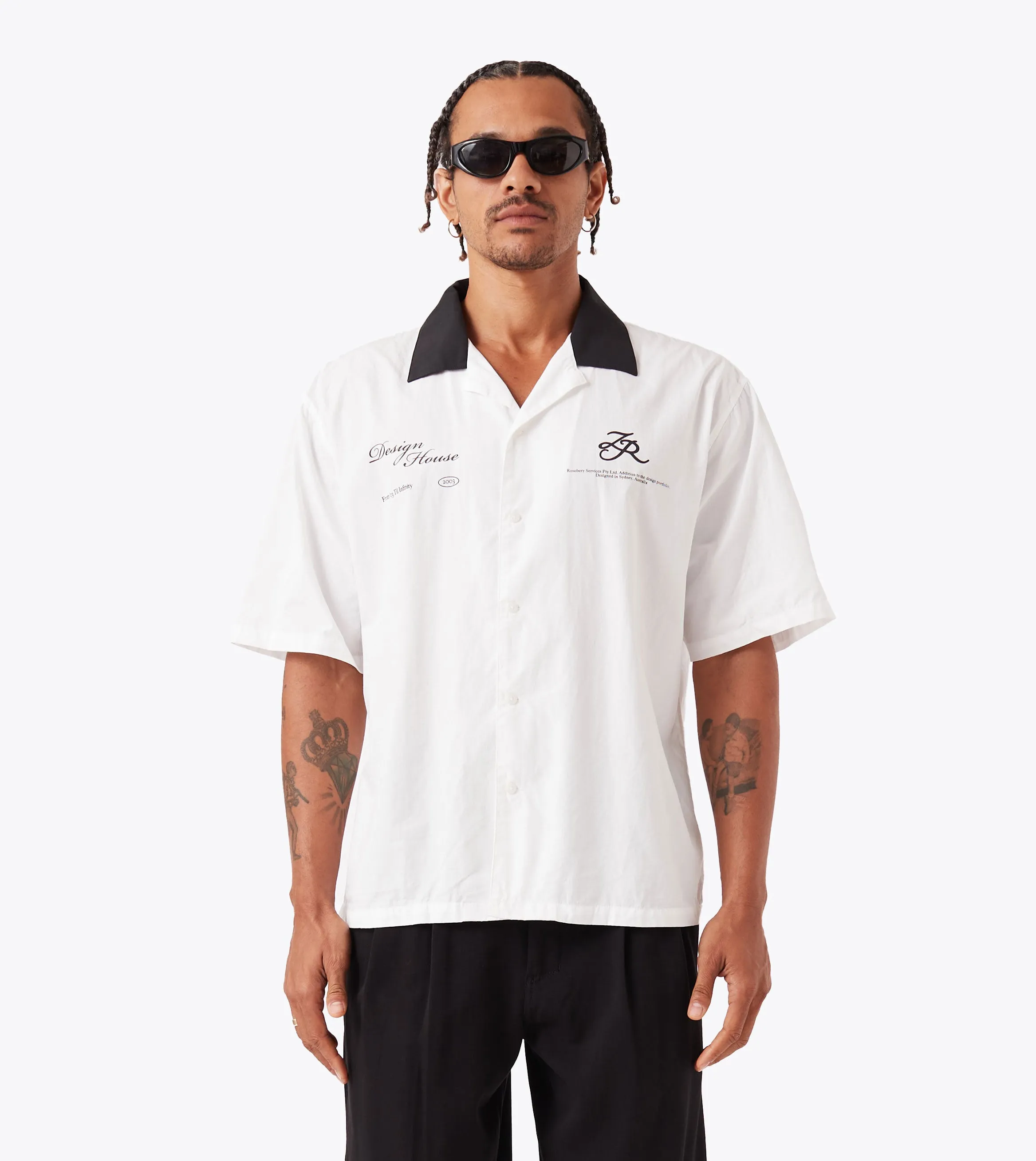 Design House SS Shirt White/Black Focus Mood Power Vibe