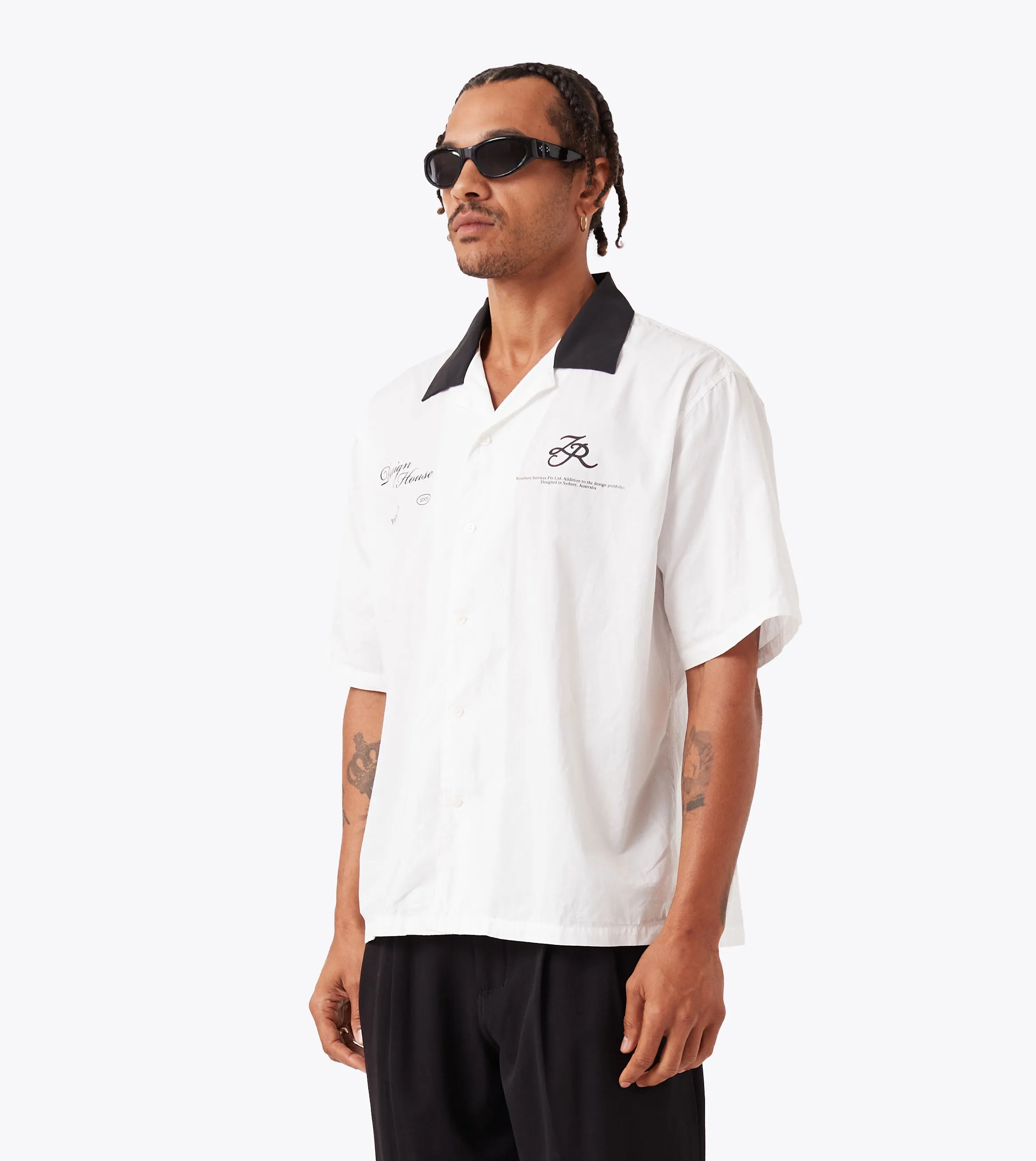 Design House SS Shirt White/Black Soft Touch