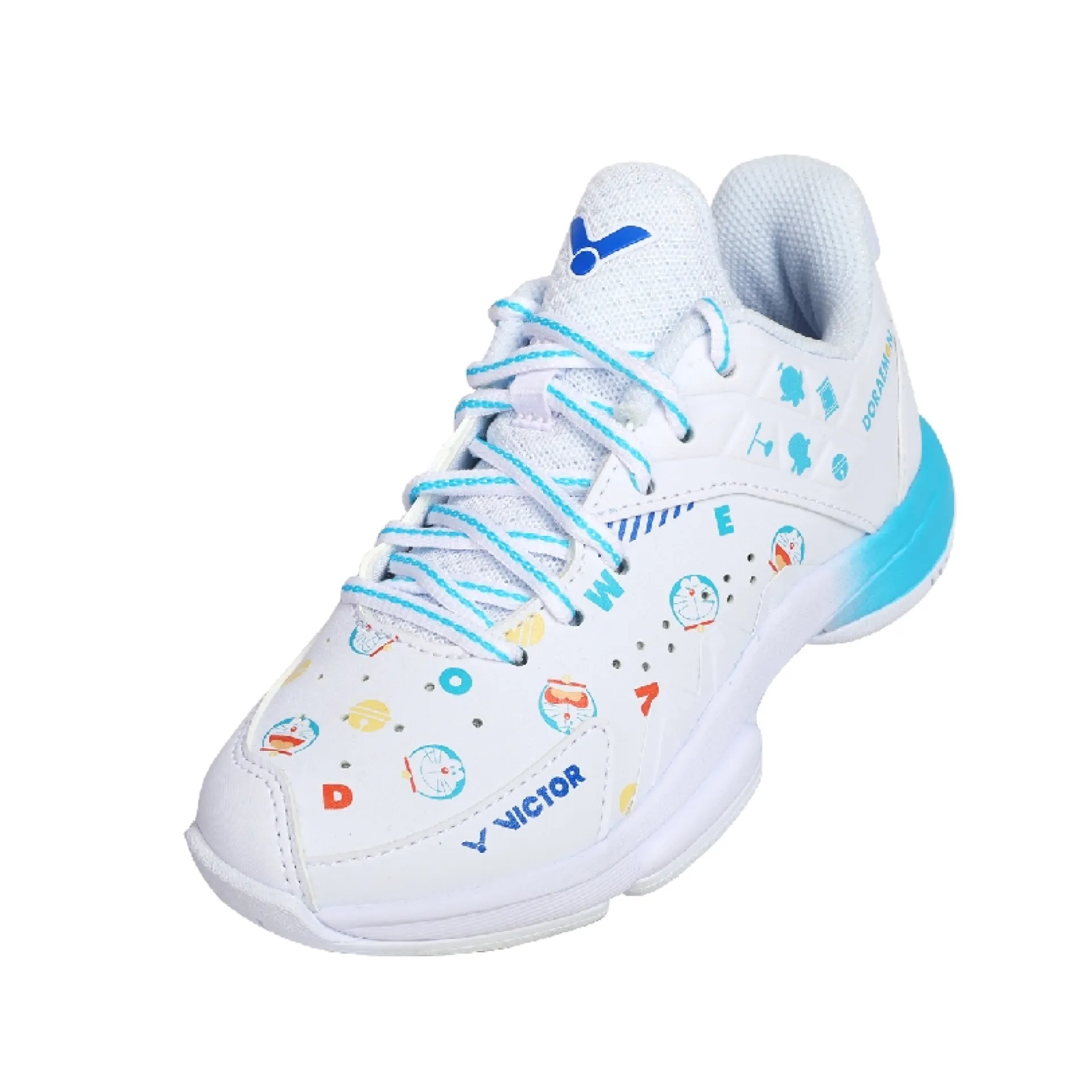 Padded collar design Ultra Durable Midsole Victor X Doraemon P-DRMJR-A Junior Court Shoes [Bright White]