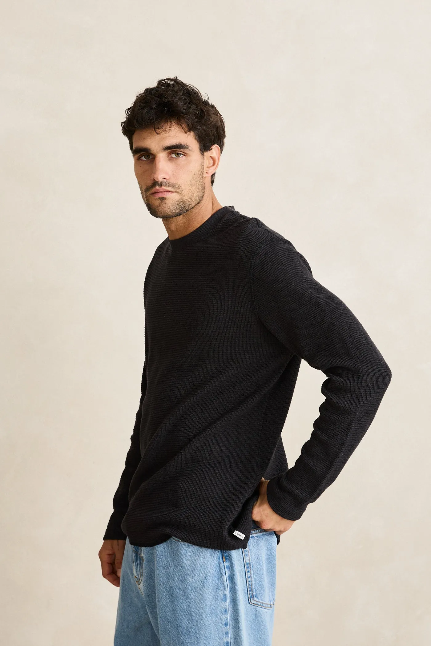 Classic Waffle Knit Vintage Black Friction Resistant