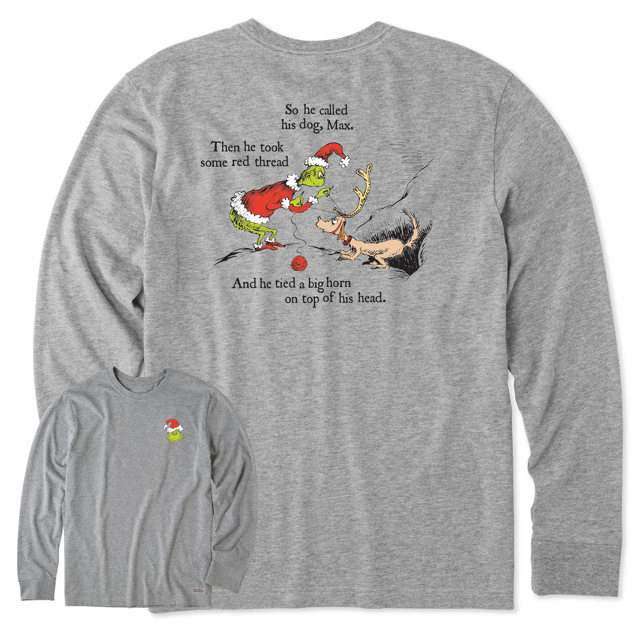 Fashion Essential Sporty Fit Men's Grinch & Max  Big Horns Long Sleeve Crusher Tee