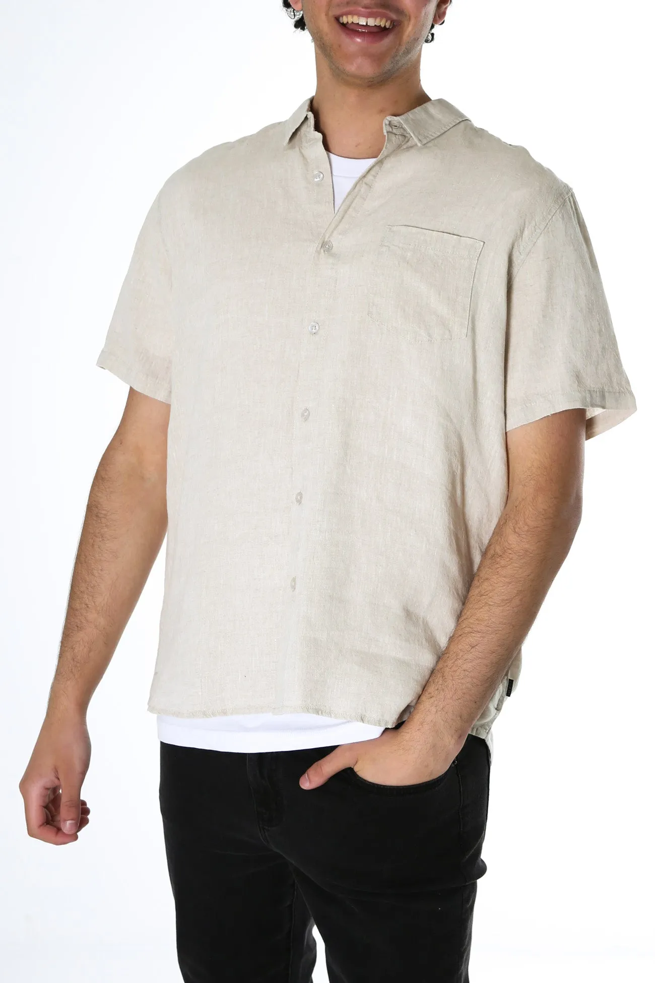 Linen Short Sleeve Shirt Natural Comfortable and Chic