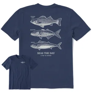 Quick Dry Technology Temperature Regulating Fabric Men's Seas the Day Fish Short Sleeve Crusher Tee