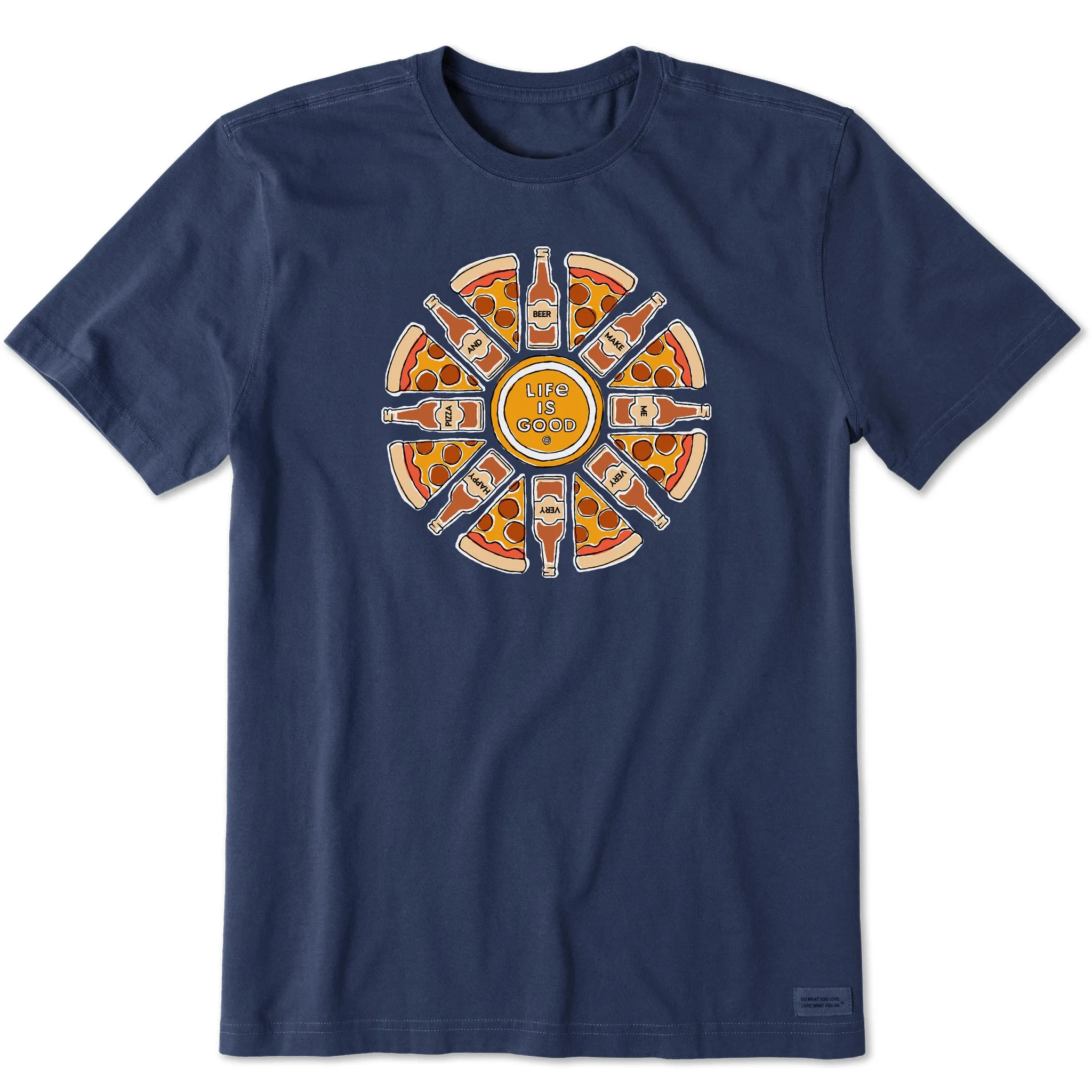 Cozy Vibe Wear Men's Pizza and Beer Happy Mandala Short Sleeve Tee