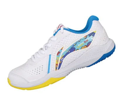 Airflow Ventilation Li Ning Lei Ting Badminton Kid's Shoe [White/Blue] AYTT014-3