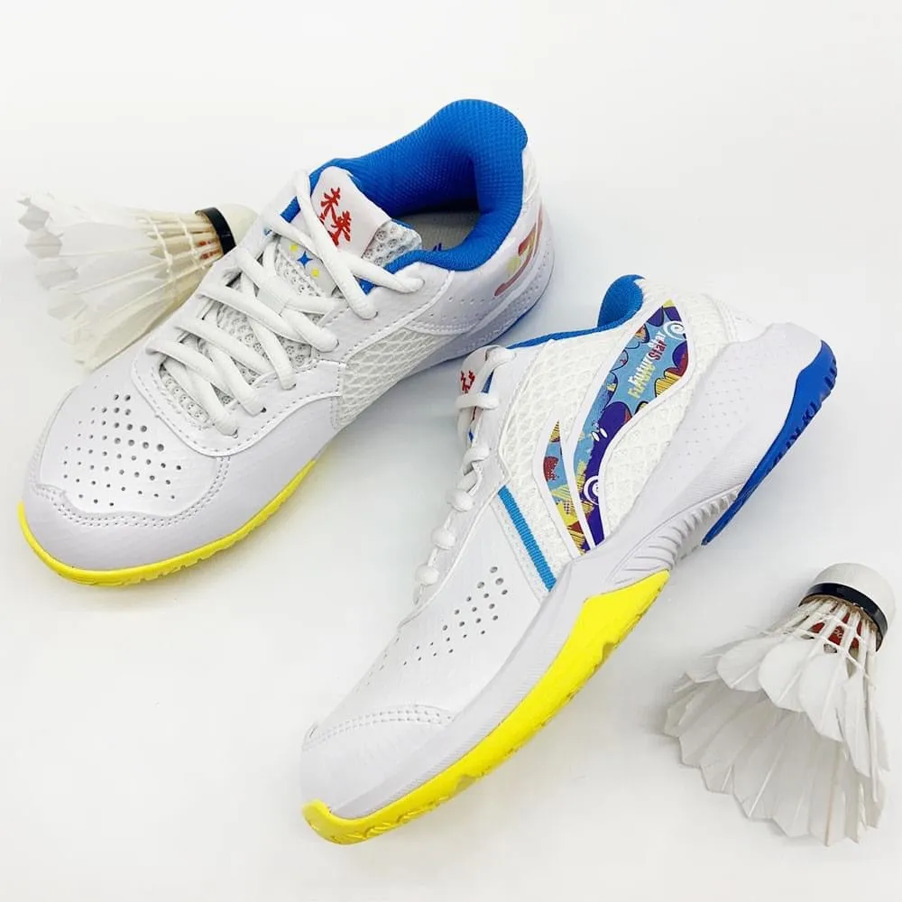 Li Ning Lei Ting Badminton Kid's Shoe [White/Blue] AYTT014-3 Retro-inspired silhouette Urban Trail