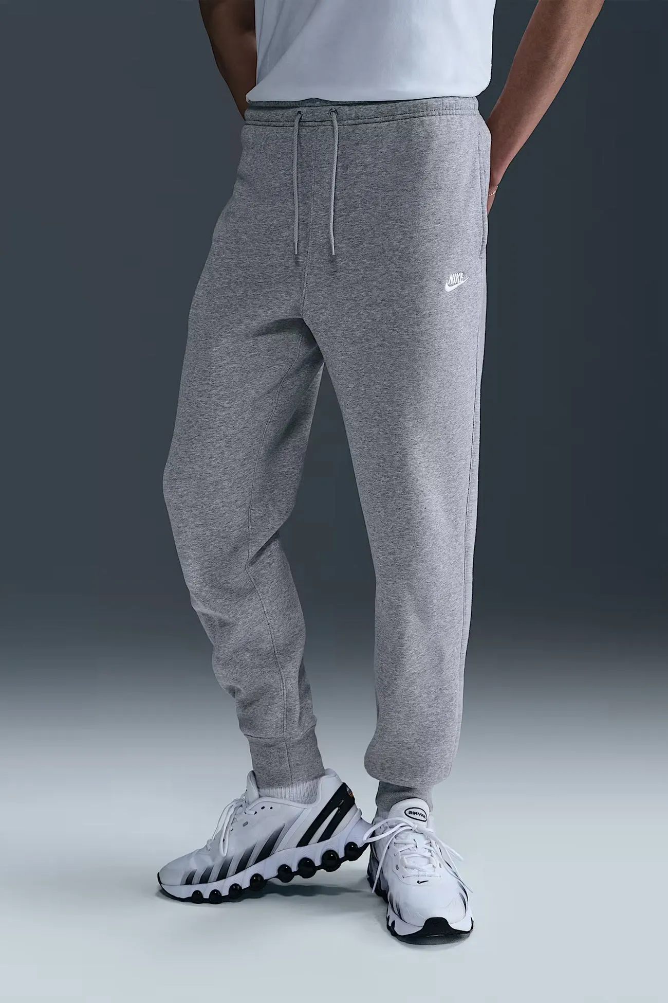 Nike Club BB Jogger Dark Grey Heather Light Smoke Grey White FunctionalZipper