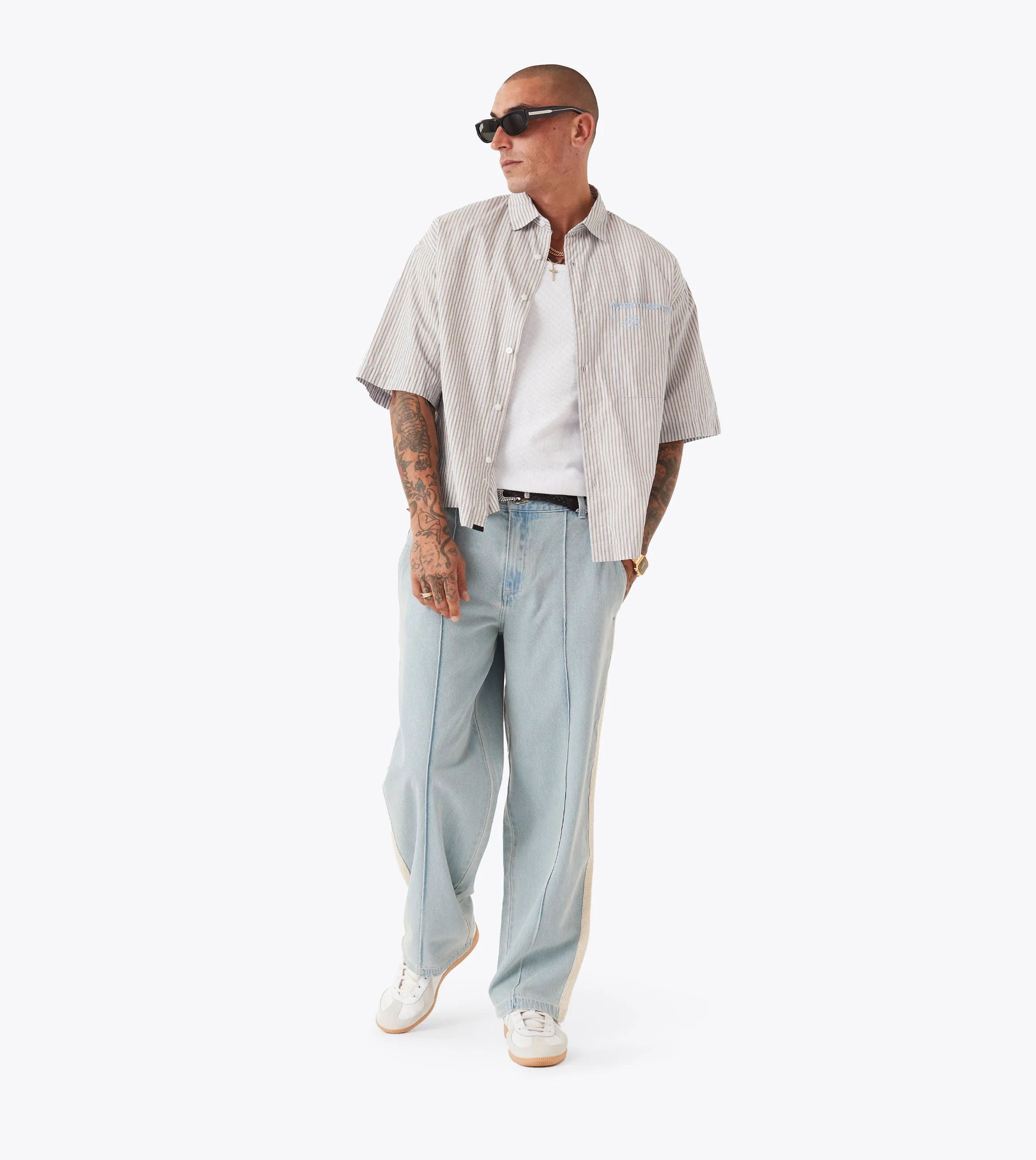 Stitched Pintuck Denim Pant LT Blue MoistureControlLiner