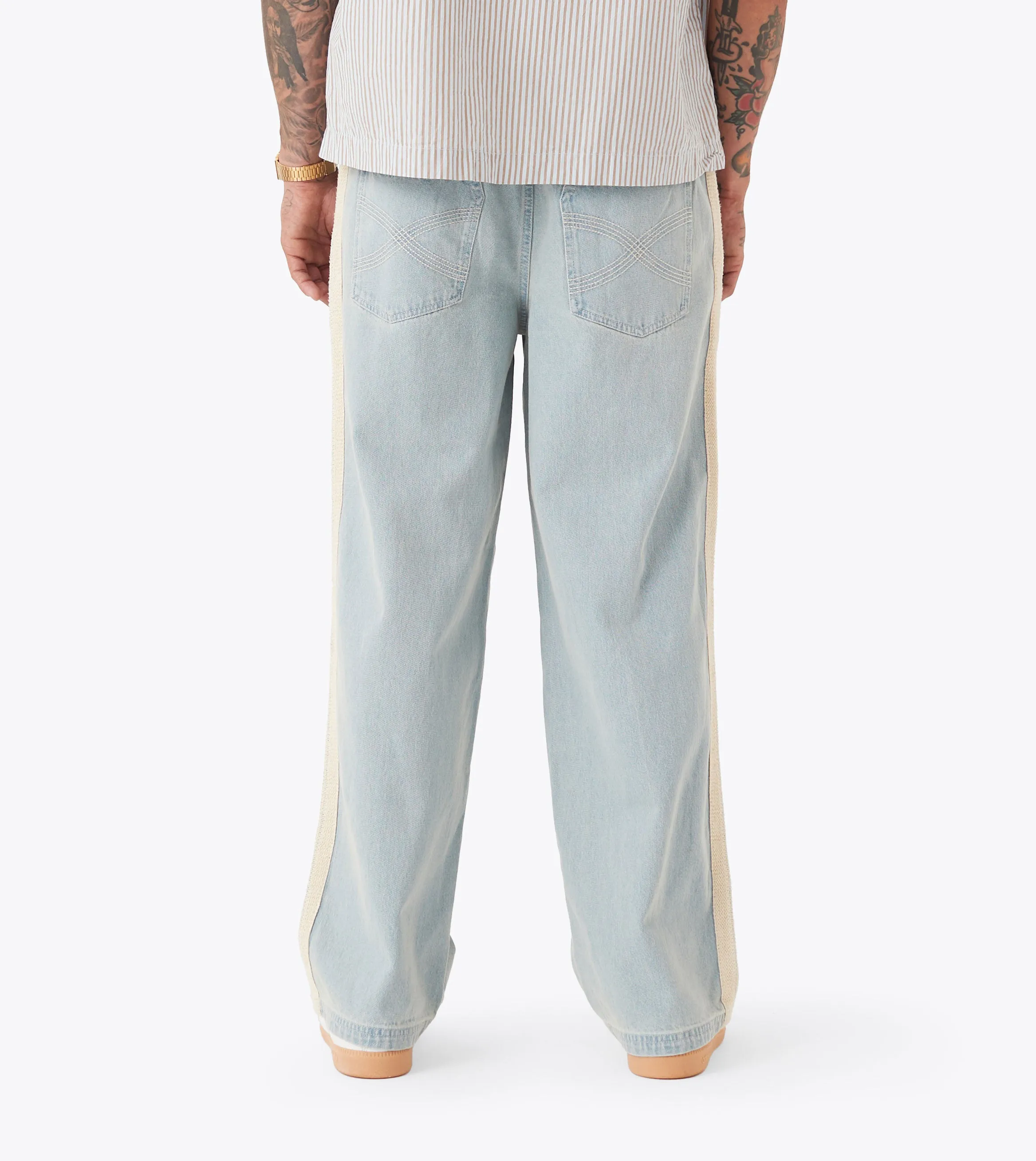 Stitched Pintuck Denim Pant LT Blue Durable Design