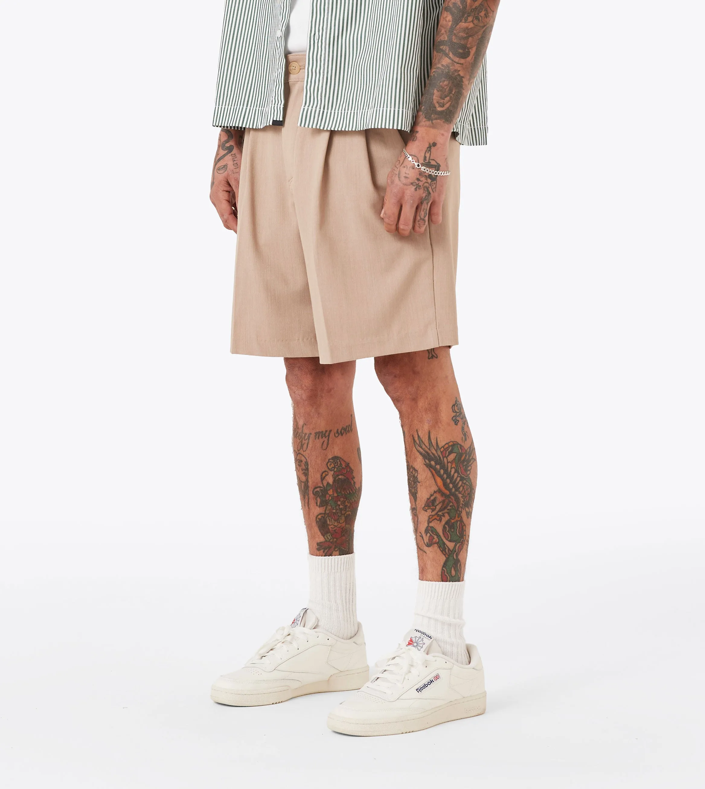 Soft Layers Herringbone Flow Short Beige