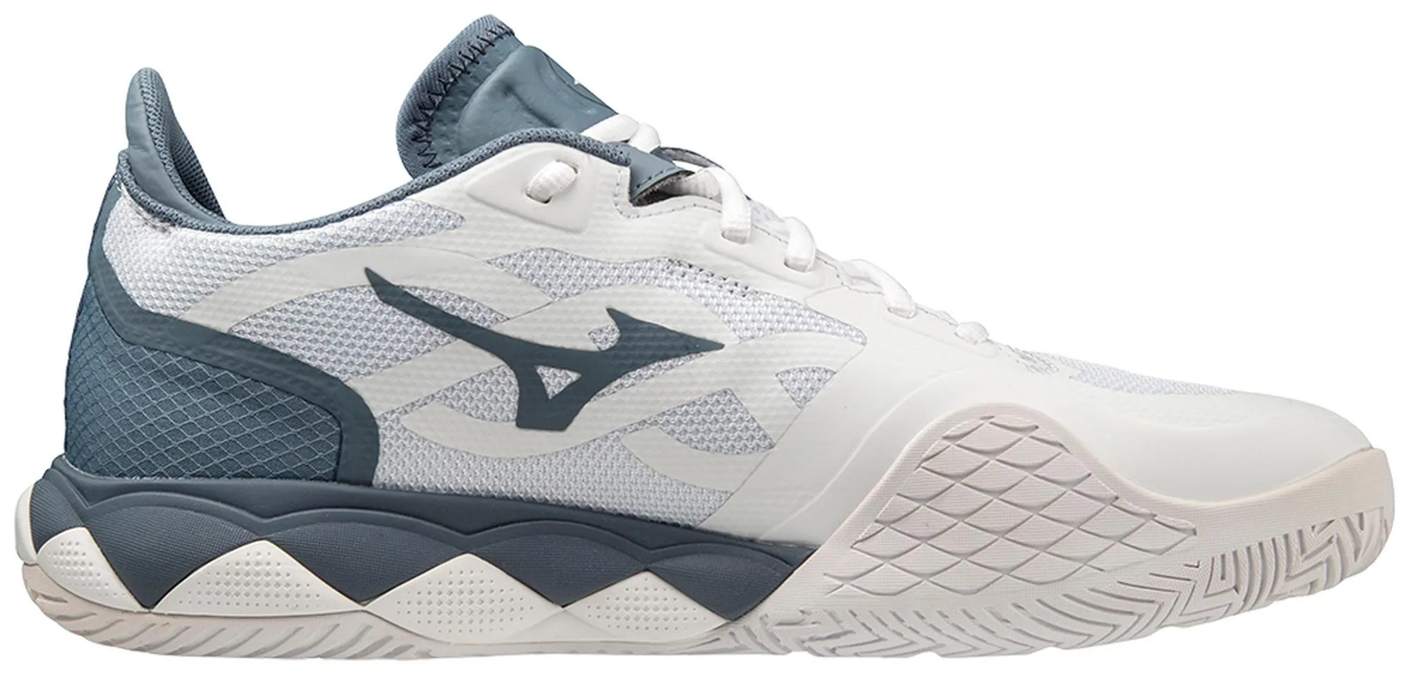 Wide Easy Tie Mizuno Wave Enforce Tour 5 AC Men Court Shoes [White-China Blue]