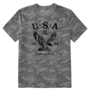 Men's USA 1776 Eagle Short Sleeve Allover Printed Crusher Tee Chic Fashion Friction Free Inner Lining