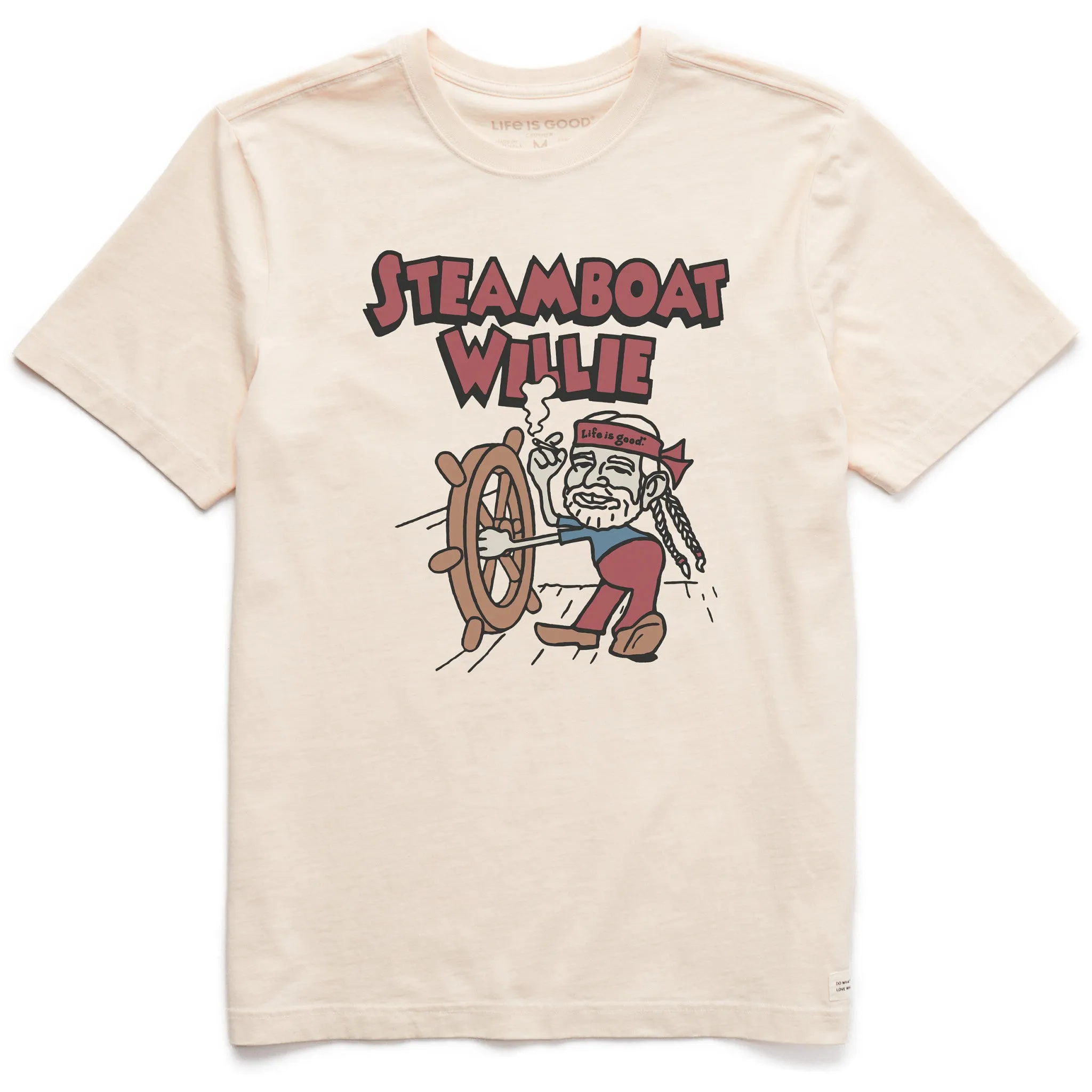 NonIrritating Fabric Men's Steamboat Willie Nelson Short Sleeve Crusher Tee