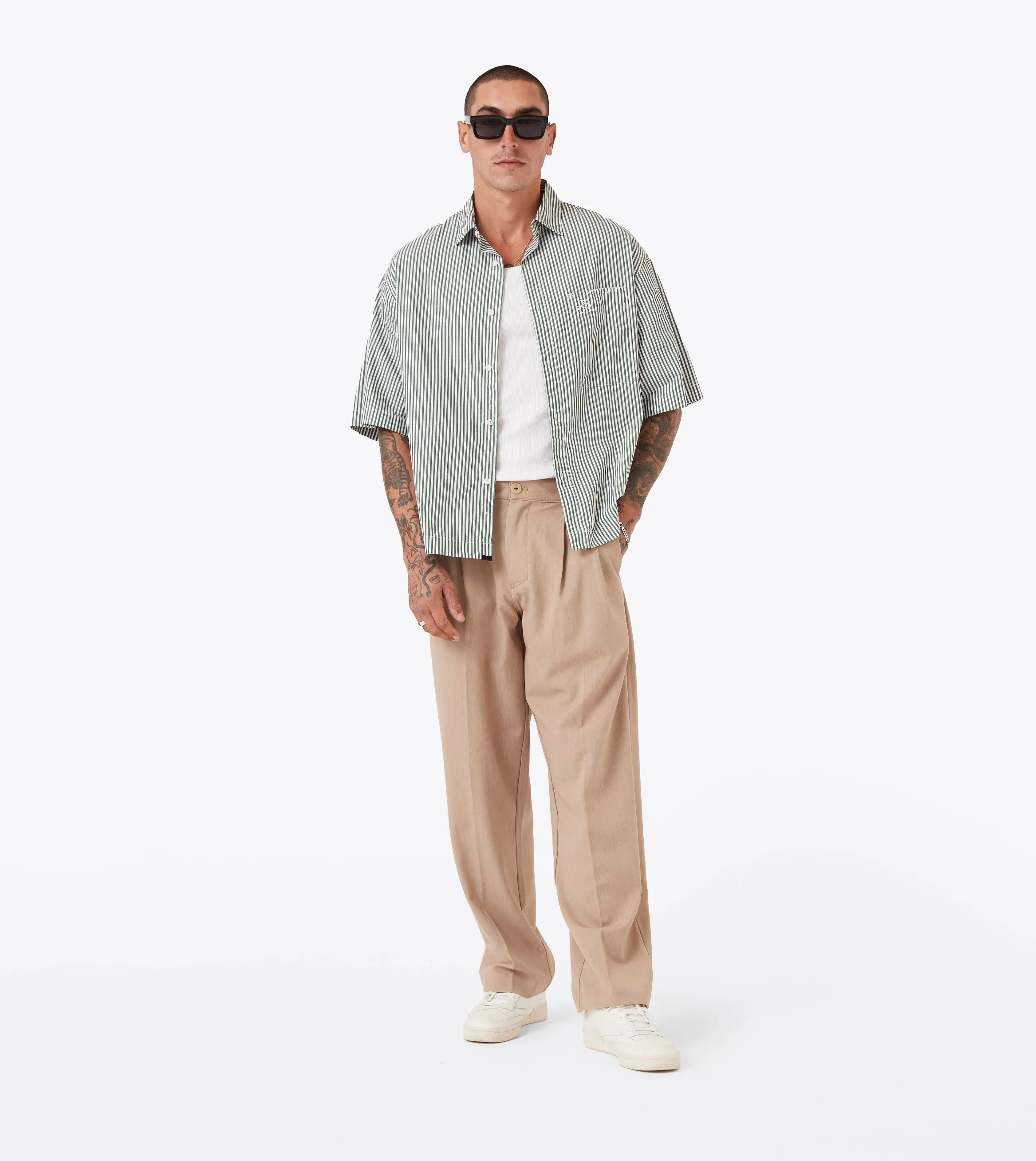 Tough Style Core Stretch Herringbone Flow Pant Beige