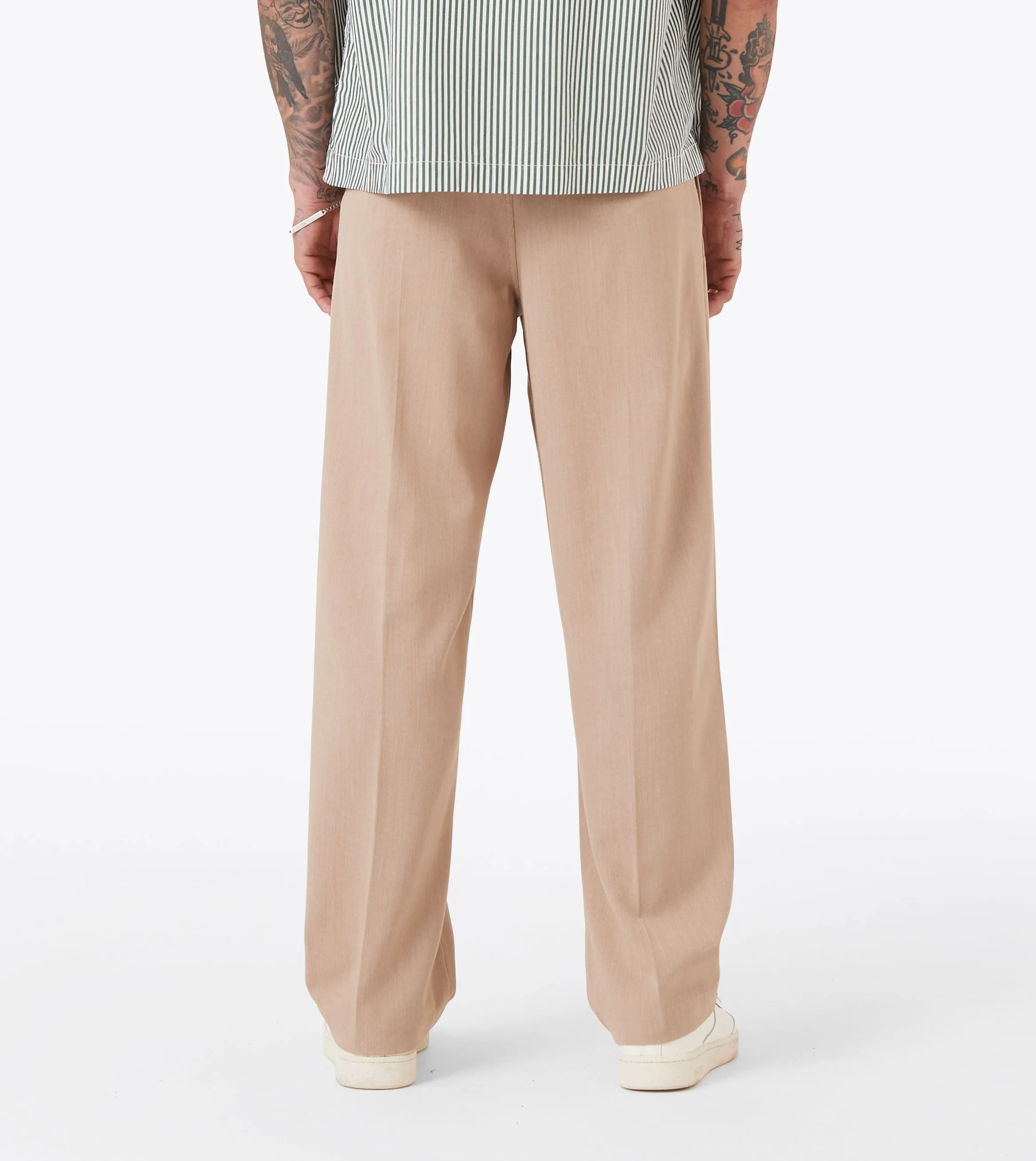 Herringbone Flow Pant Beige Core Basic Casual Comfort Fit