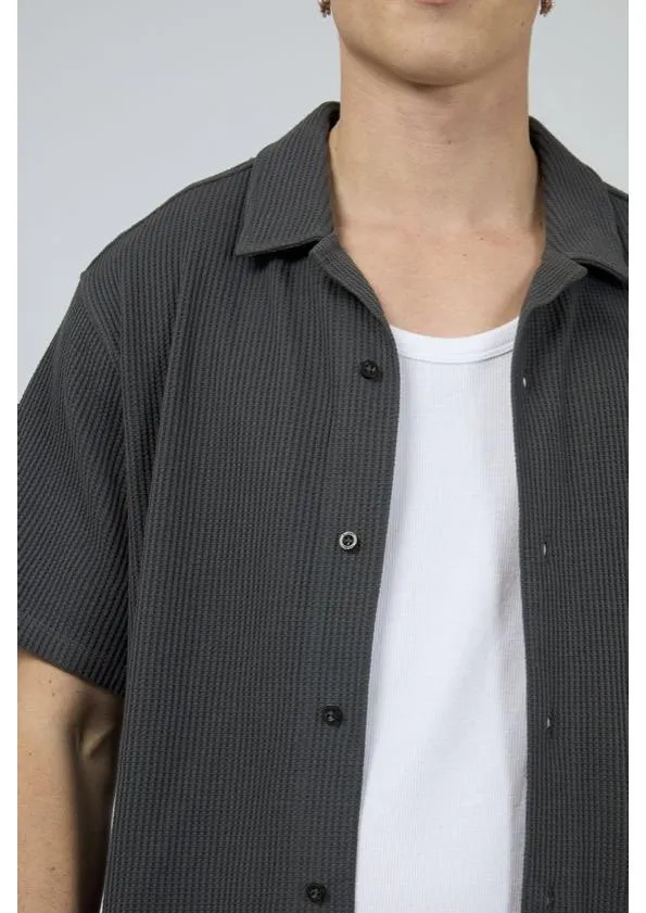 Effortless Fashion Session Waffle Short Sleeve Shirt Charcoal