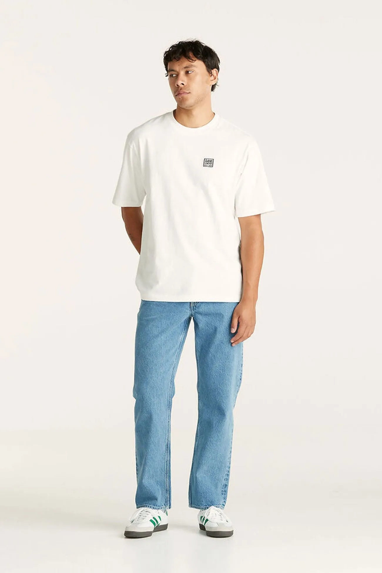 Night Out Neutral Textured Minimalist Trendy Everyday L-Three Baggy Jean Radio Edit Blue