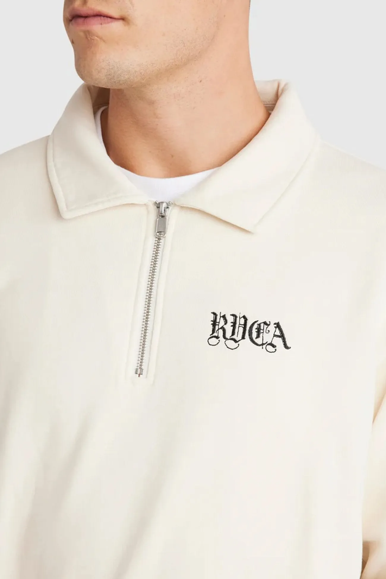 Cultural Fit Benj Half Zip Collared Crew Salt