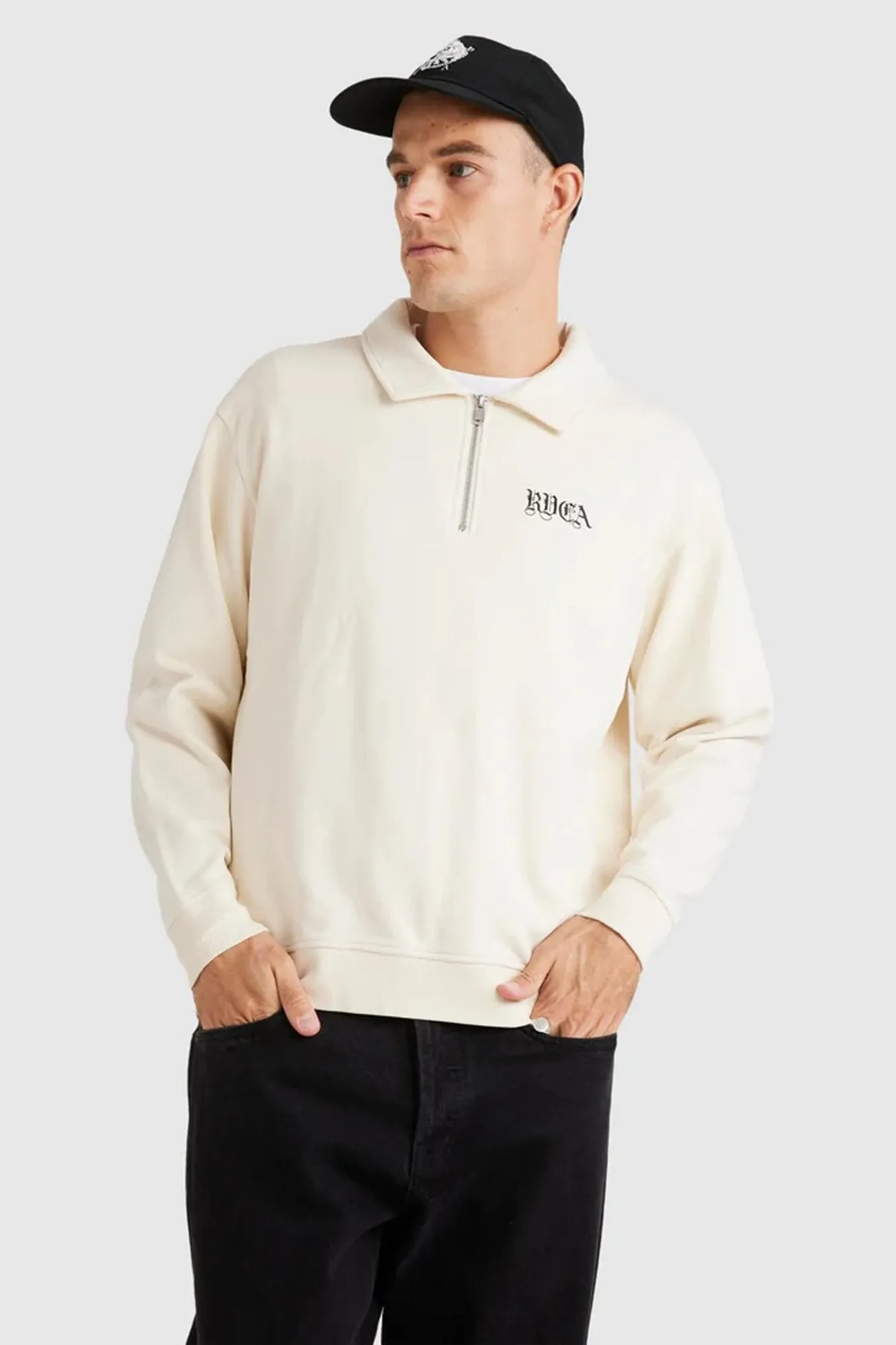 Benj Half Zip Collared Crew Salt VentilatedKnit