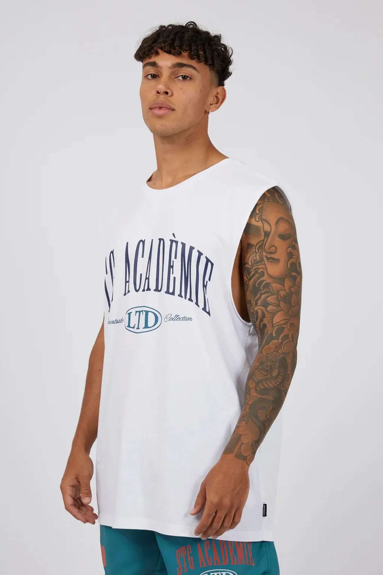 Courtside Muscle White QuickDryTechnology AntiPilling Surface