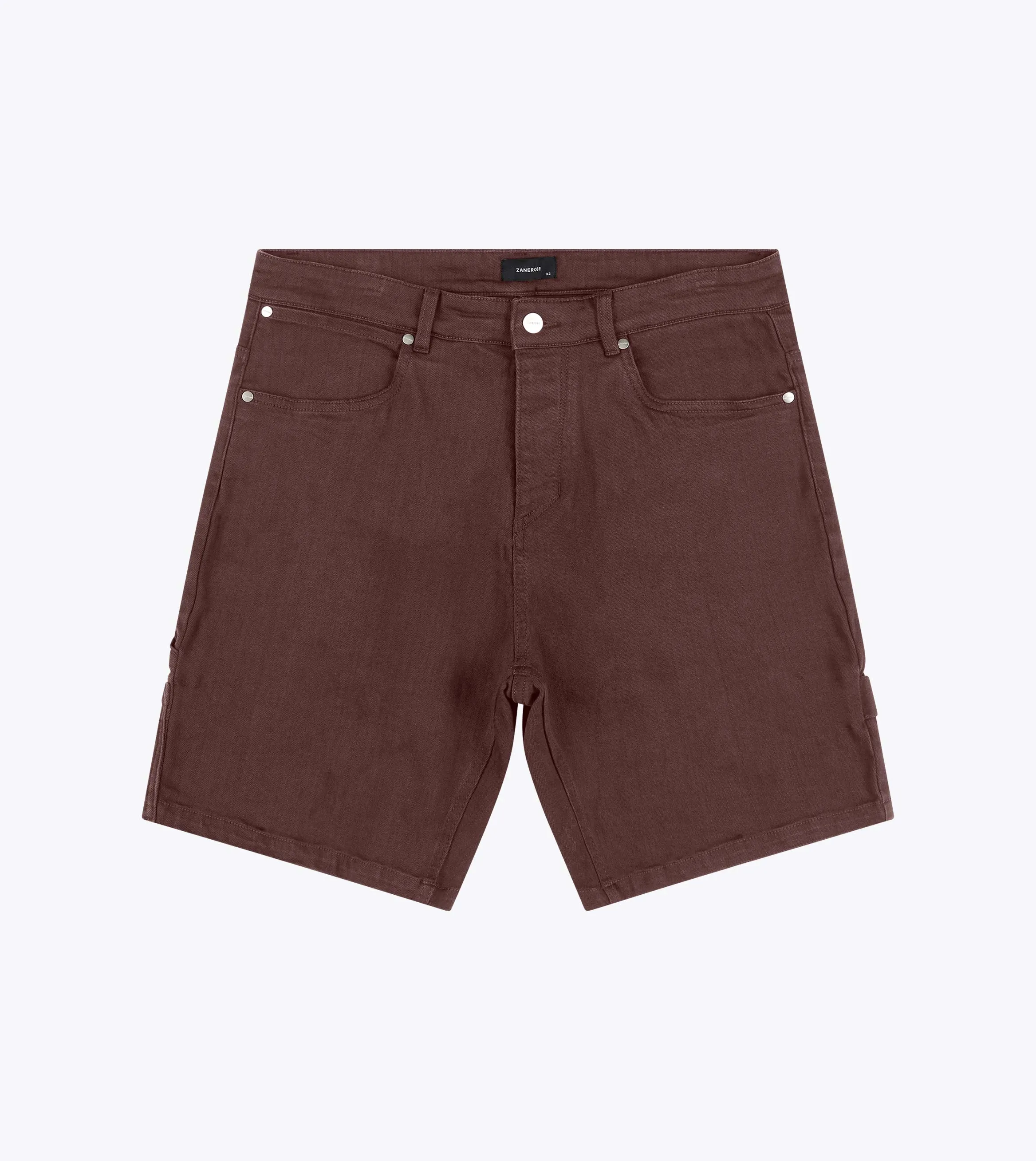 Carpenter Denim Short Dk Choc Retro Style Tailored Design