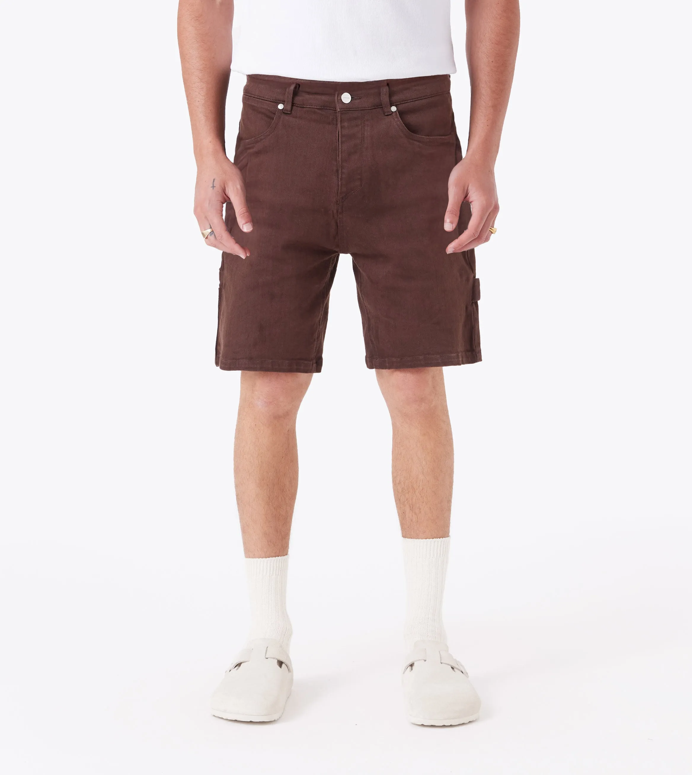Carpenter Denim Short Dk Choc Recycled Elastic Trim delivery work