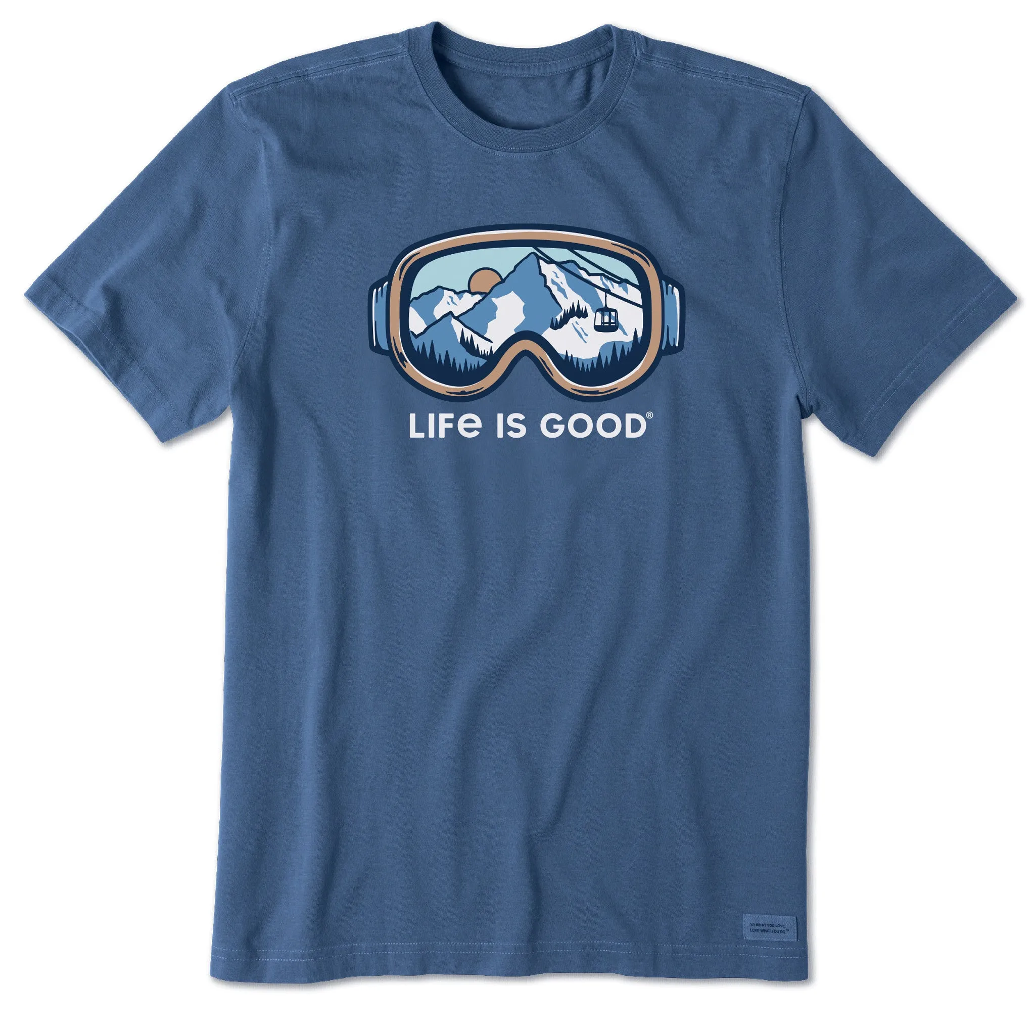 dry cleanable Garment Dyed Technique Men's Ski Goggle Landscape Short Sleeve Crusher Tee