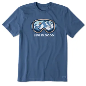 dry cleanable Garment Dyed Technique Men's Ski Goggle Landscape Short Sleeve Crusher Tee